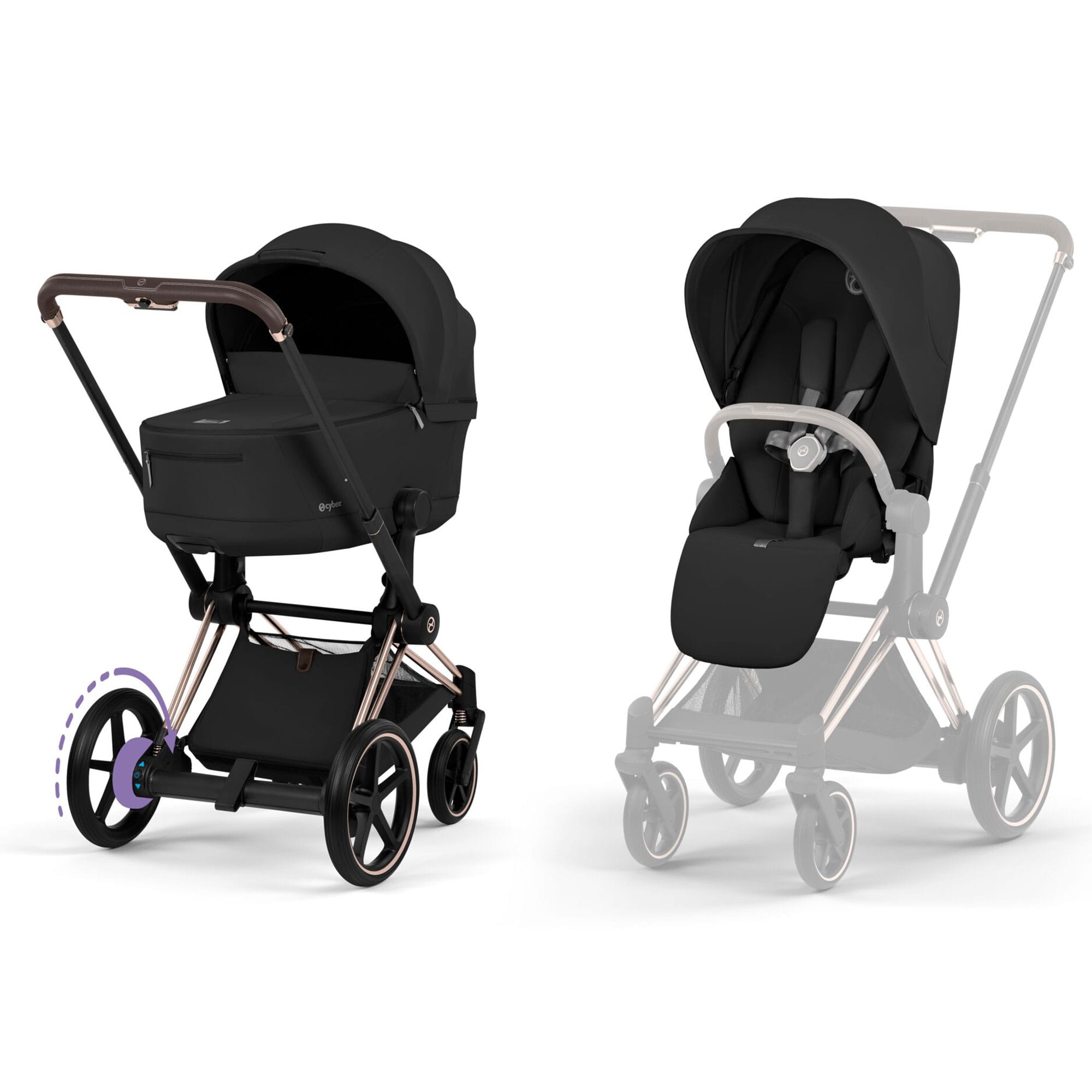 Cybex ePriam Pushchair Set - Comfort Collection in Sepia Black Baby Prams 526000043 4063846549436