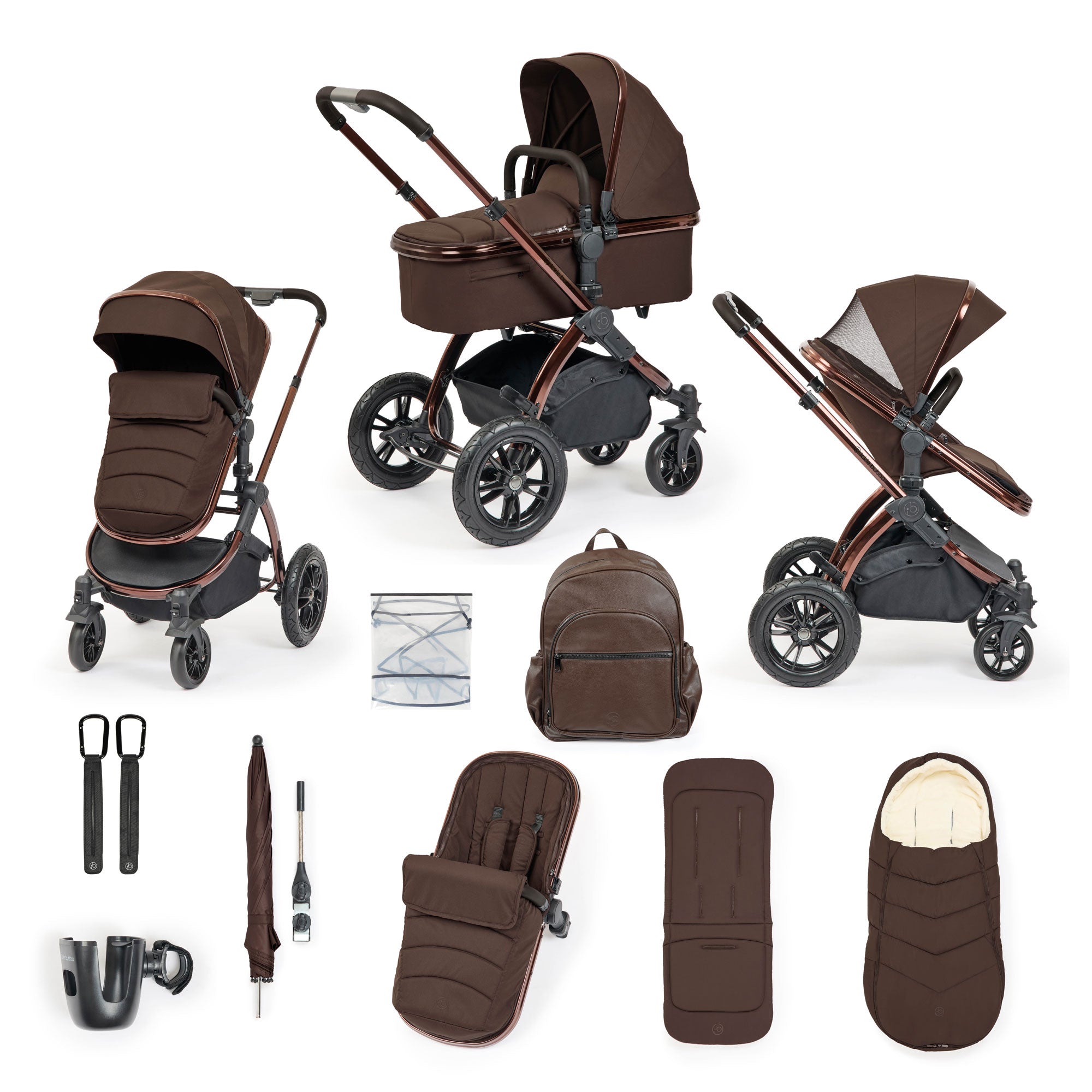 Ickle Bubba Stomp Luxe Elements Edition 12 Piece Pram in Chestnut