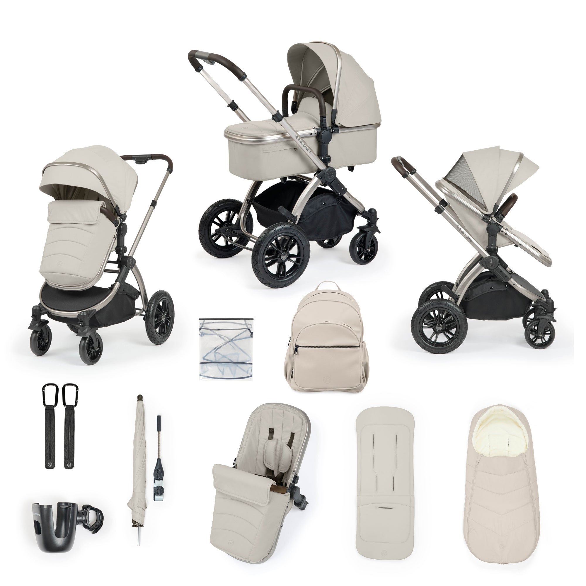 Ickle Bubba Stomp Luxe Elements Edition 12 Piece Pram in Moonbeam