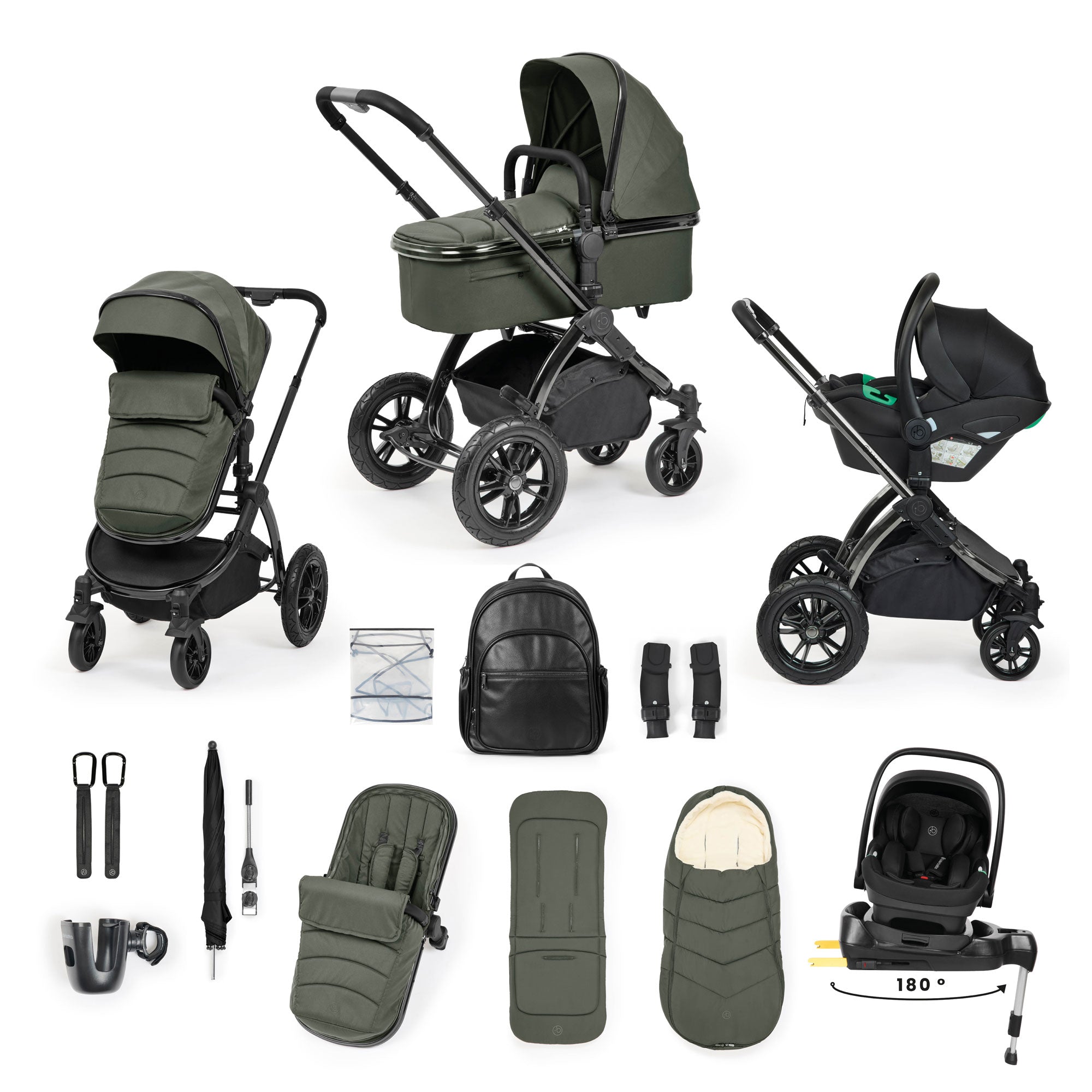 Ickle Bubba Stomp Luxe Elements Edition 15 Piece Travel System in Forest