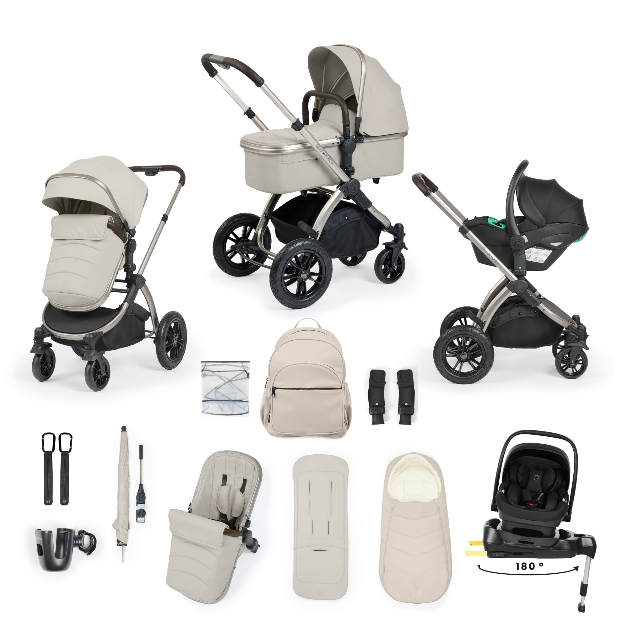 Ickle Bubba Stomp Luxe Elements Edition 15 Piece Travel System in Moonbeam