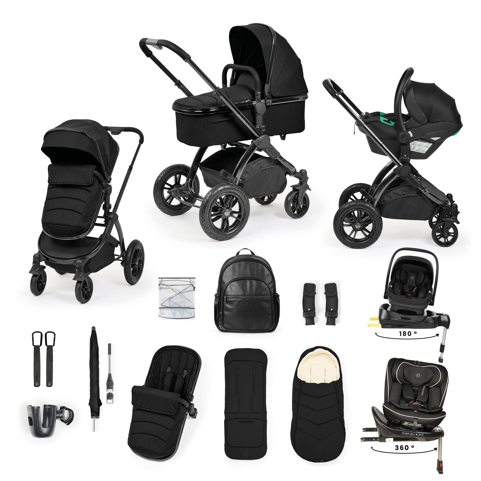 Ickle Bubba Stomp Luxe Elements Edition 16 Piece Ultimate Travel System in Raven