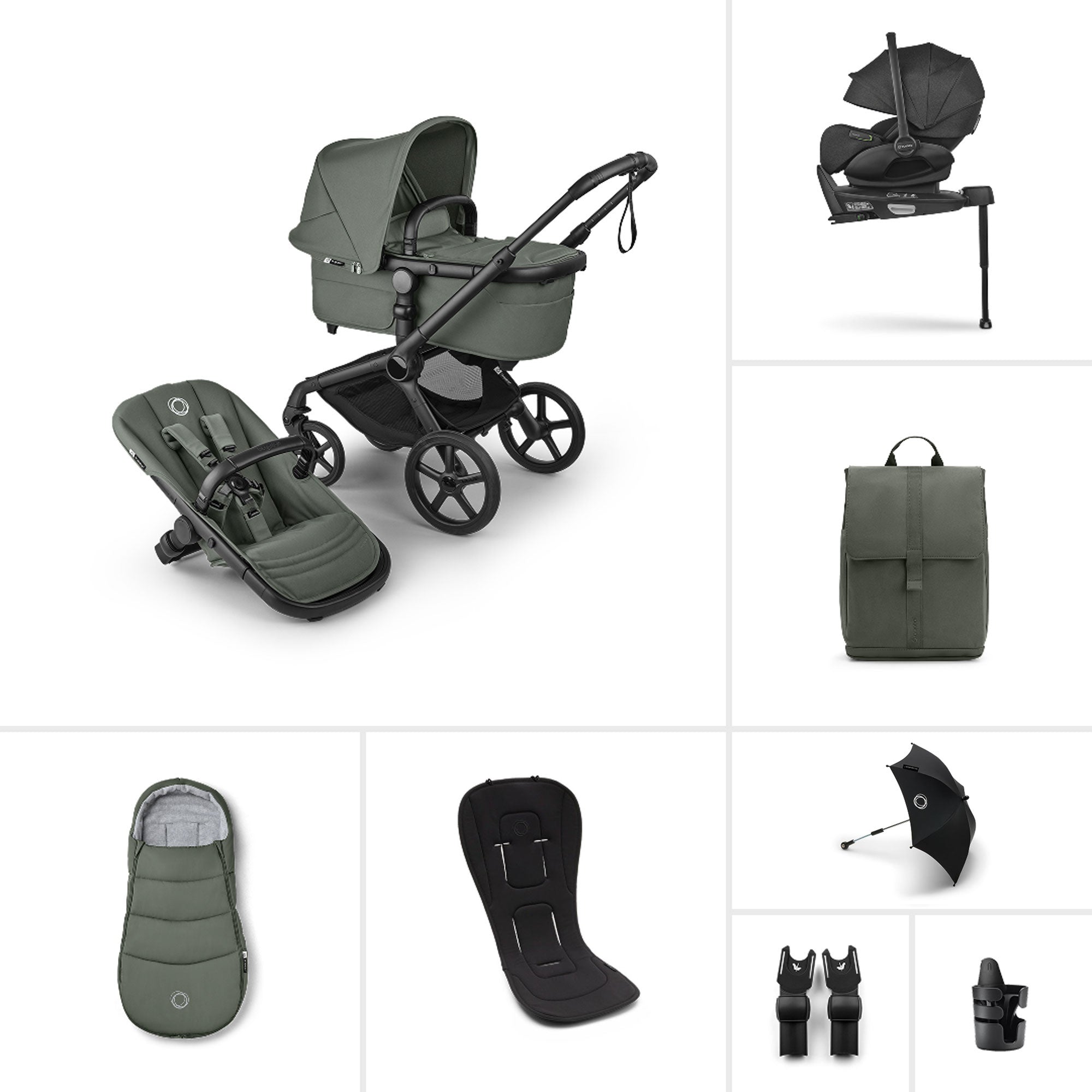 Bugaboo Fox 5 Renew Ultimate Newborn Bundle in Forest Green