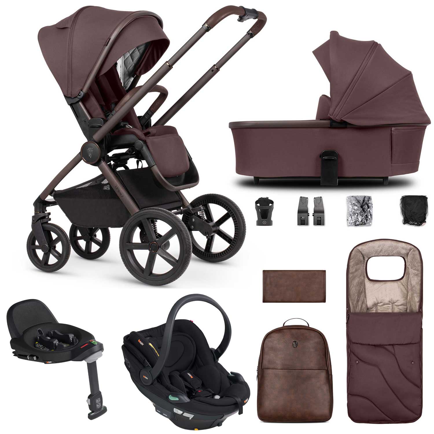 Venicci Tinum Upline 2 SE 3in1 BeSafe Travel System in Burgundy