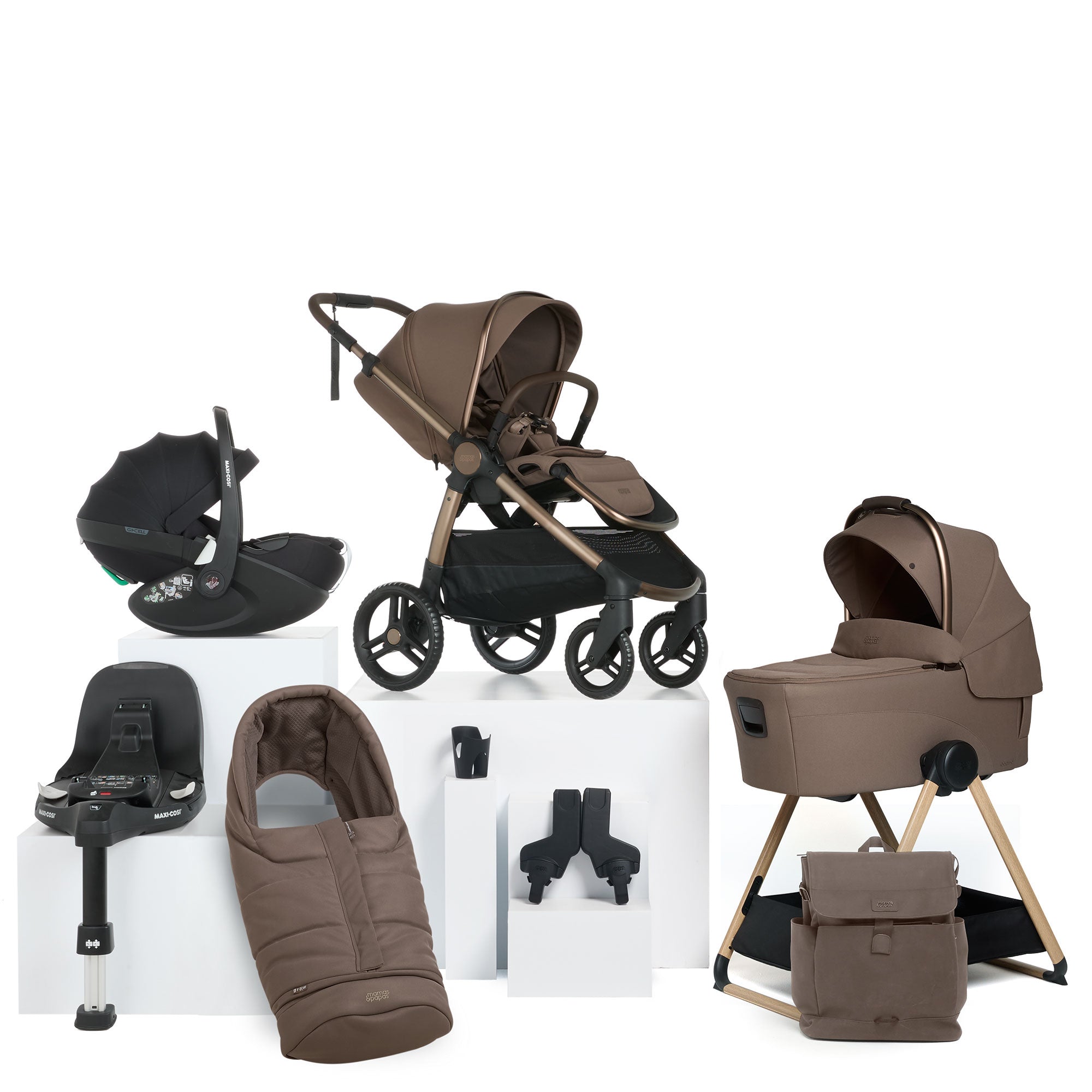 Mamas & Papas Ocarro 2 Complete 9 Piece Pebble 360 Pro 2 Bundle in Crema