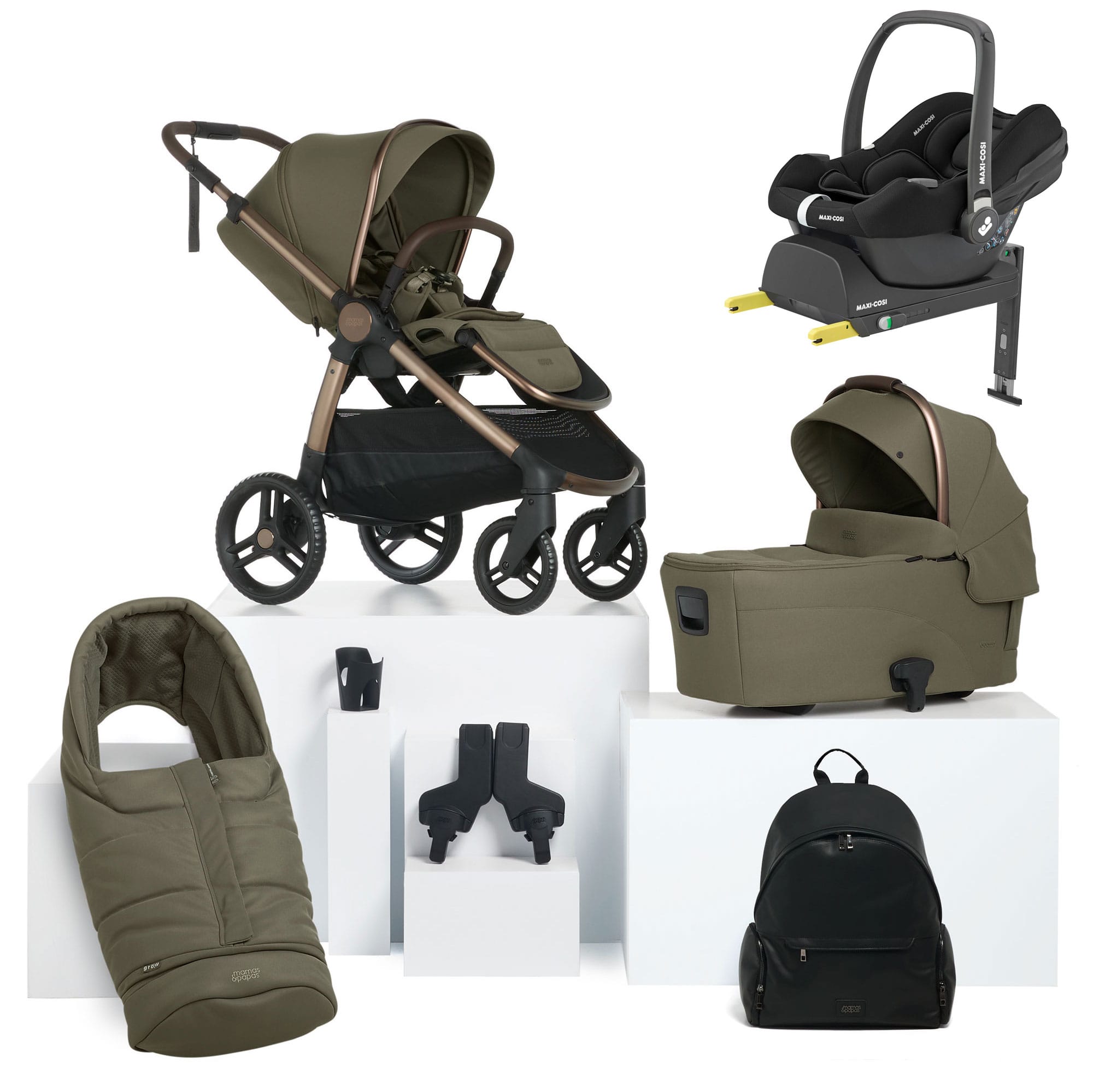 Mamas & Papas Ocarro 2 Complete 8 Piece Cabriofix Travel System in Evergreen Travel Systems 67082L702-CAB 5063229356681