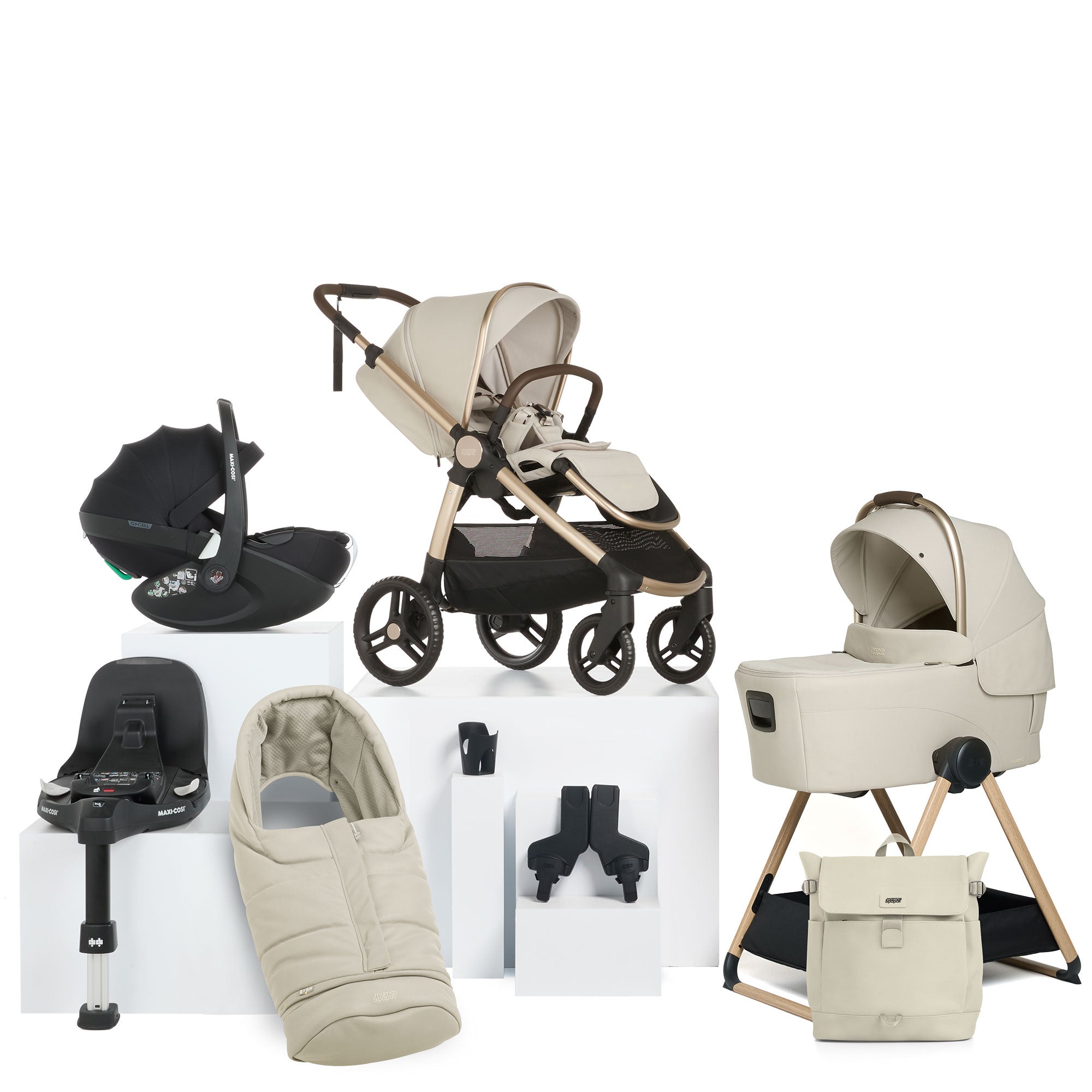 Mamas & Papas Ocarro 2 Complete 9 Piece Pebble 360 Pro 2 Bundle in Shell