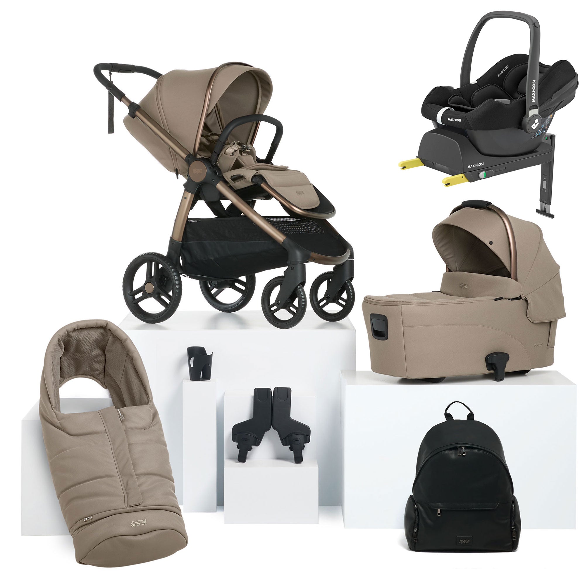 Mamas & Papas Ocarro 2 Complete 8 Piece Cabriofix Travel System in Oatmeal