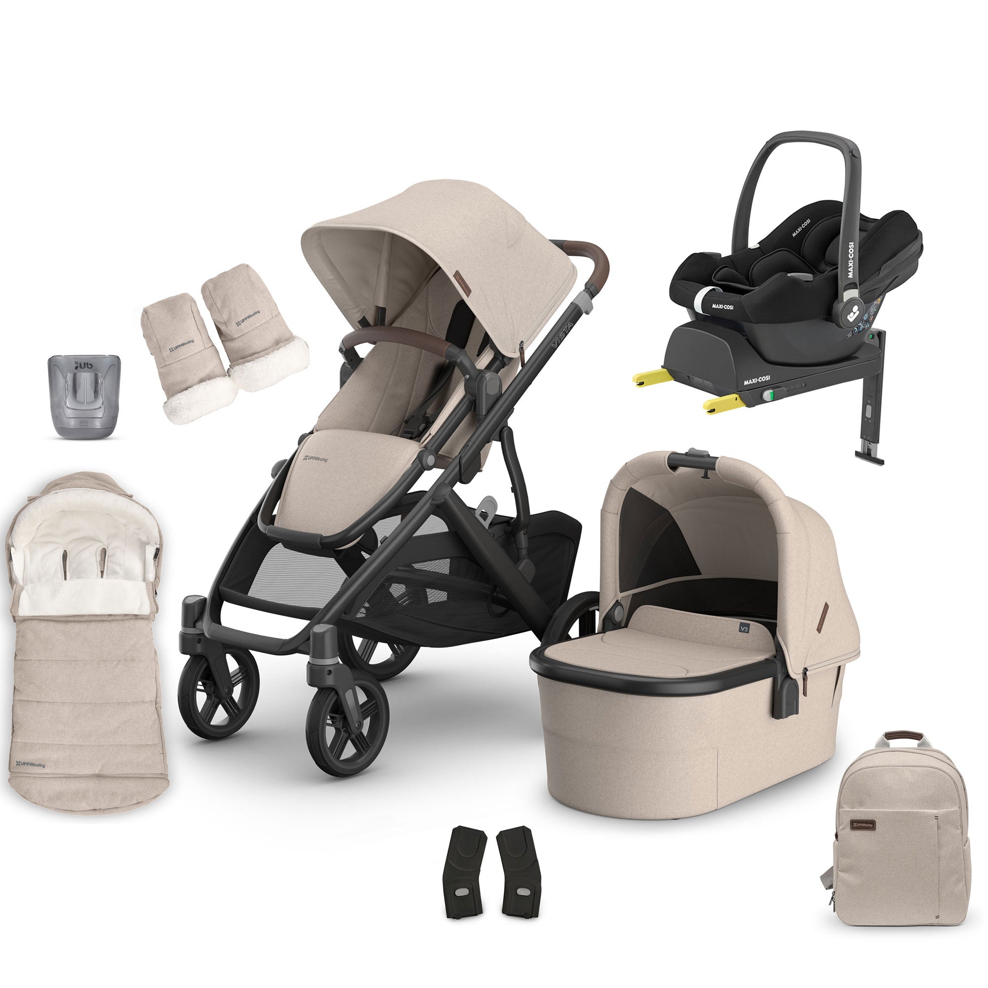 Uppababy Vista V3 Maxi-Cosi Complete Bundle in Ada