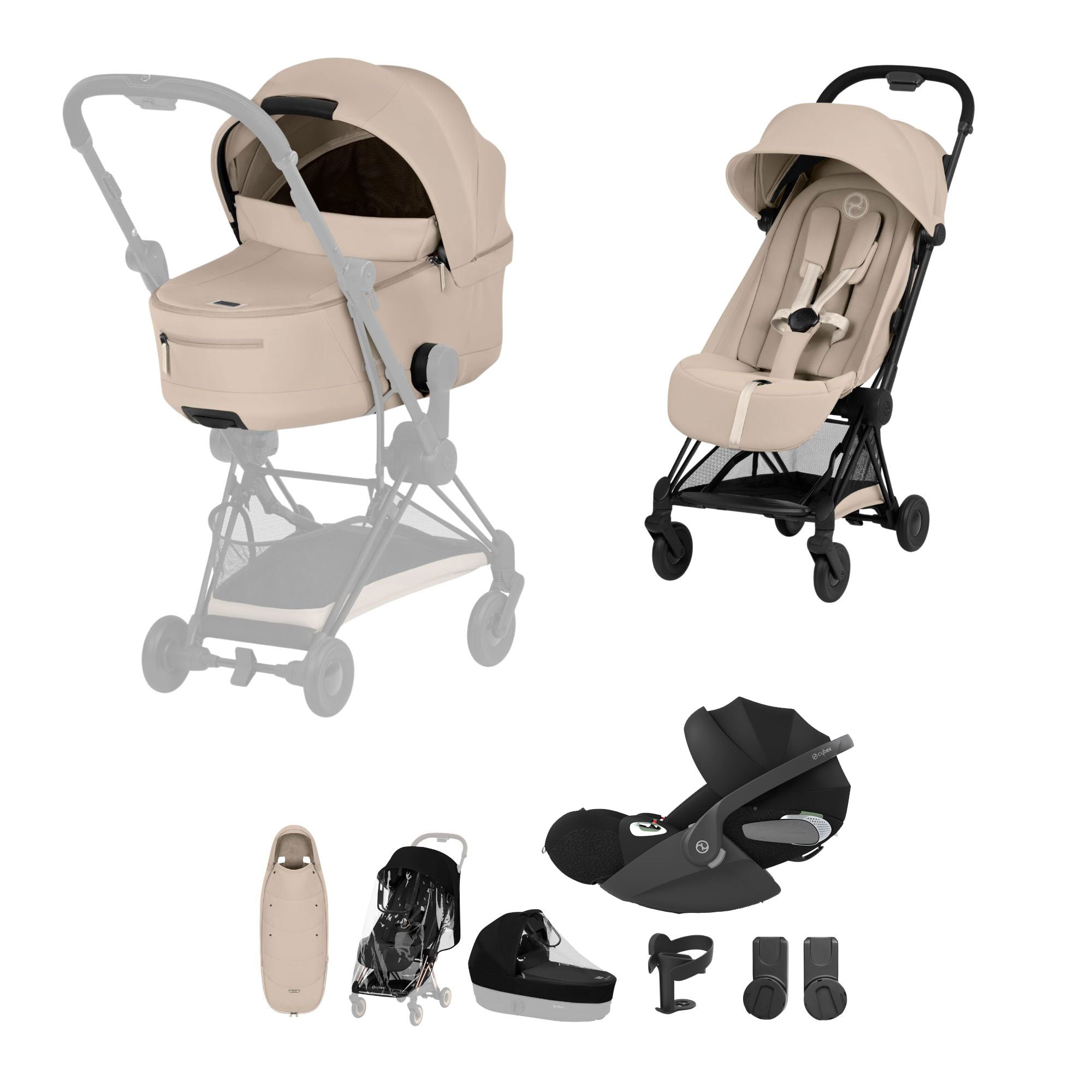 Cybex Coya Ultimate Accessory Bundle - Comfort Collection in Cozy Beige