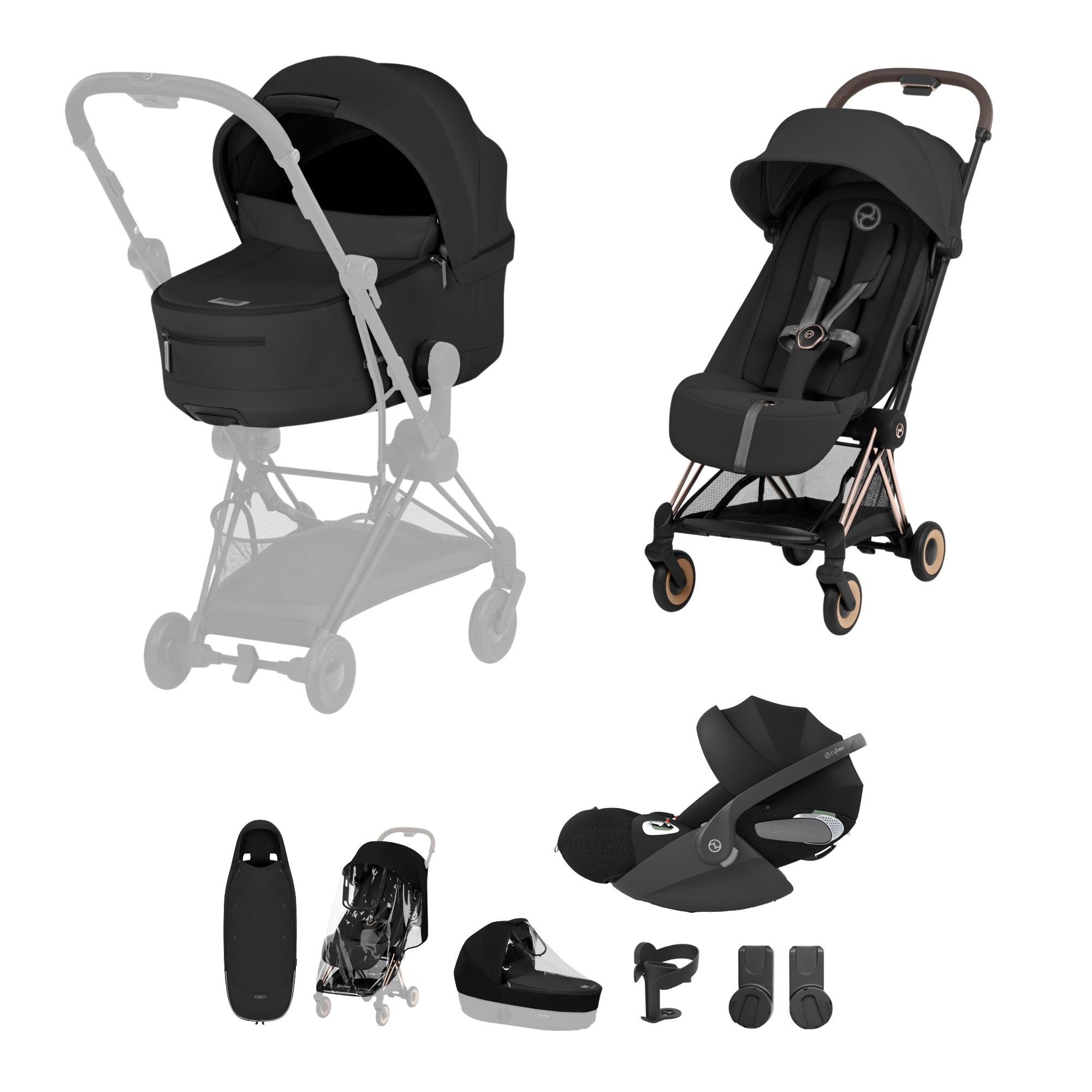 Cybex Coya Ultimate Accessory Bundle - Comfort Collection in Sepia Black