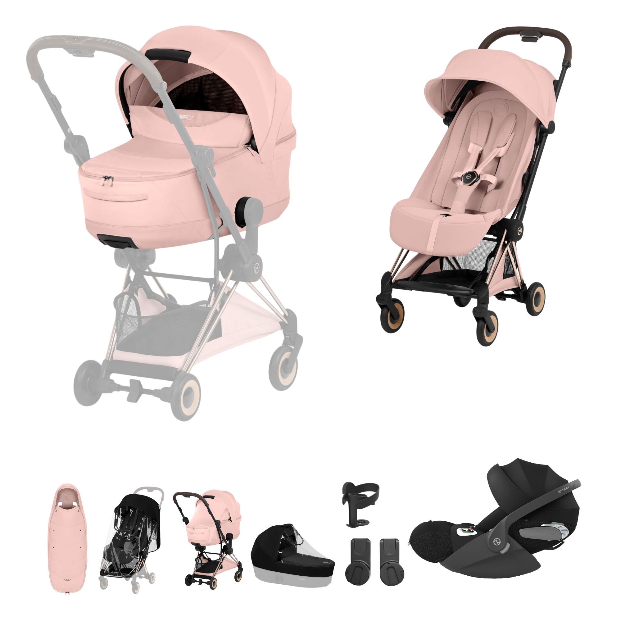 Cybex Coya Ultimate Accessory Bundle - Style Collection in Peach Pink