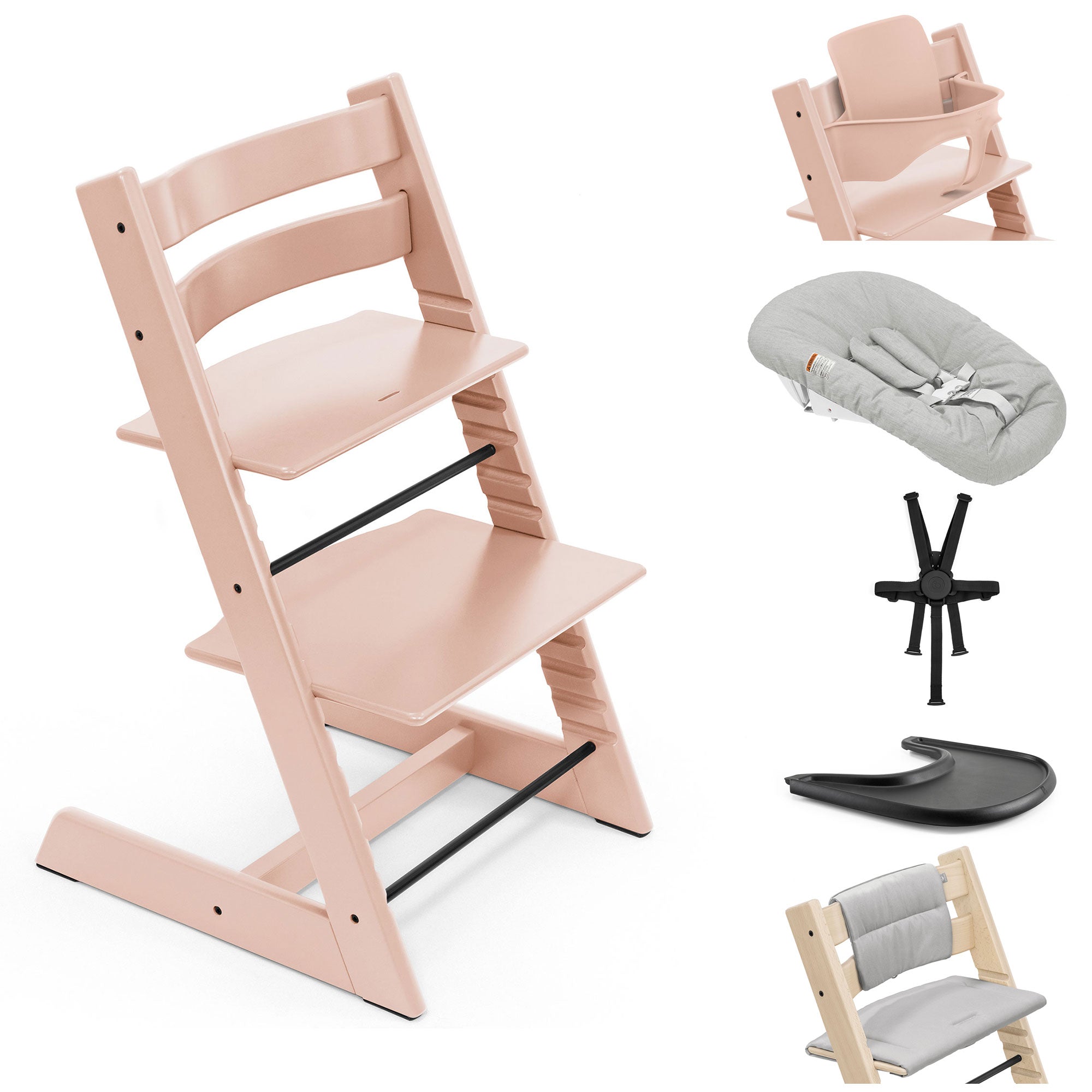 Stokke Trip Trapp Highchair Complete Bundle in Serene Pink
