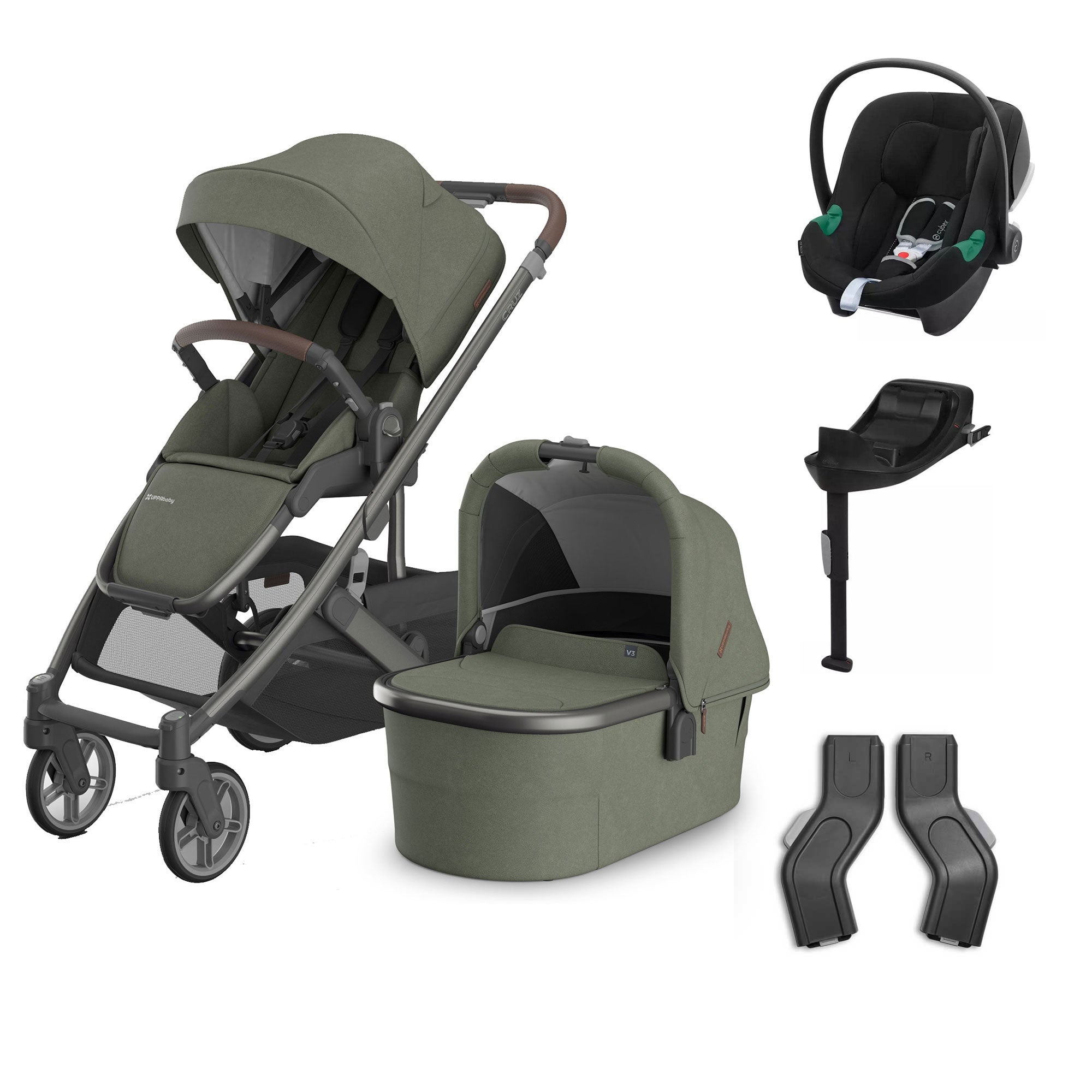 UPPAbaby Cruz V3 Complete Cybex Travel System in Evelyn