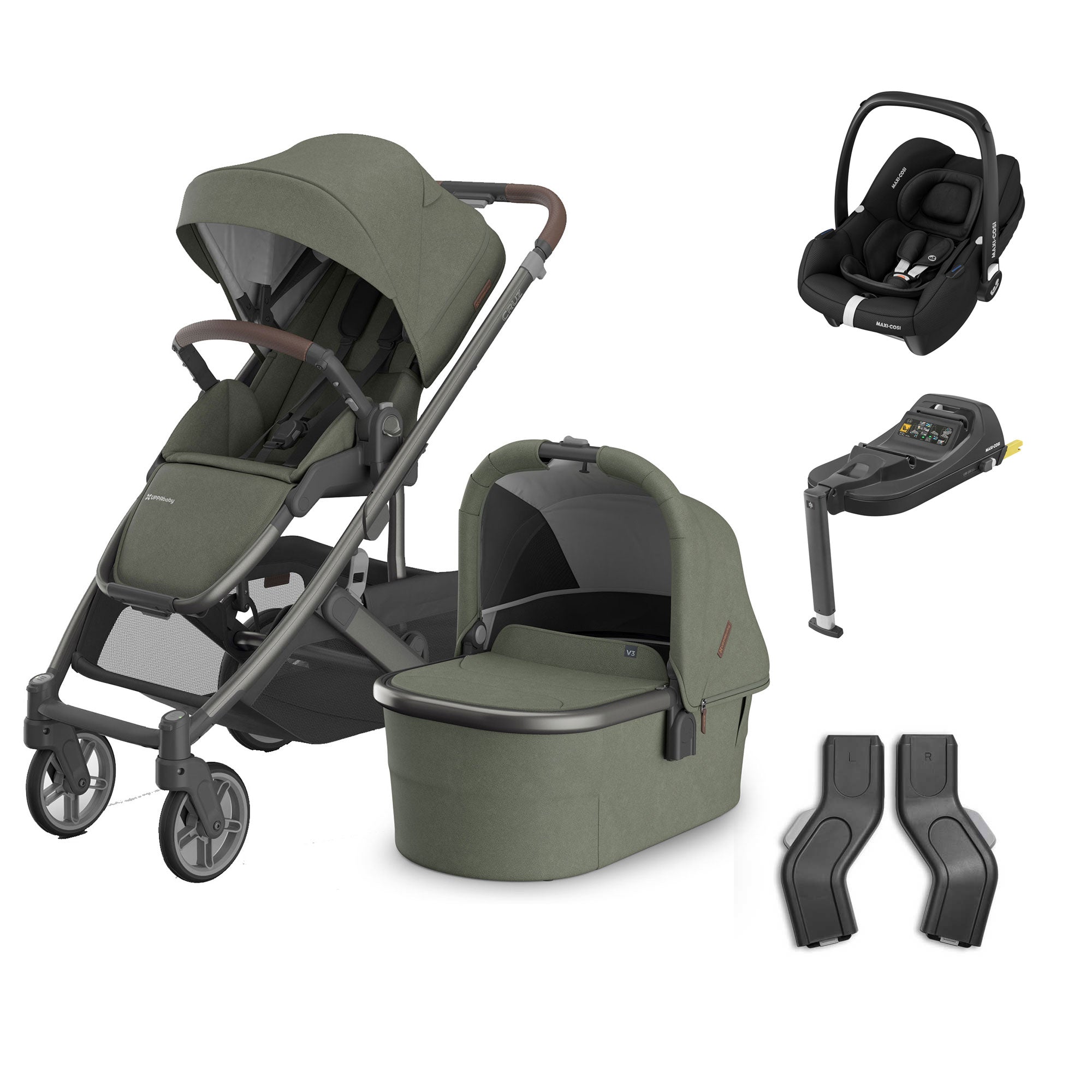 UPPAbaby Cruz V3 Complete Maxi-Cosi Travel System in Evelyn