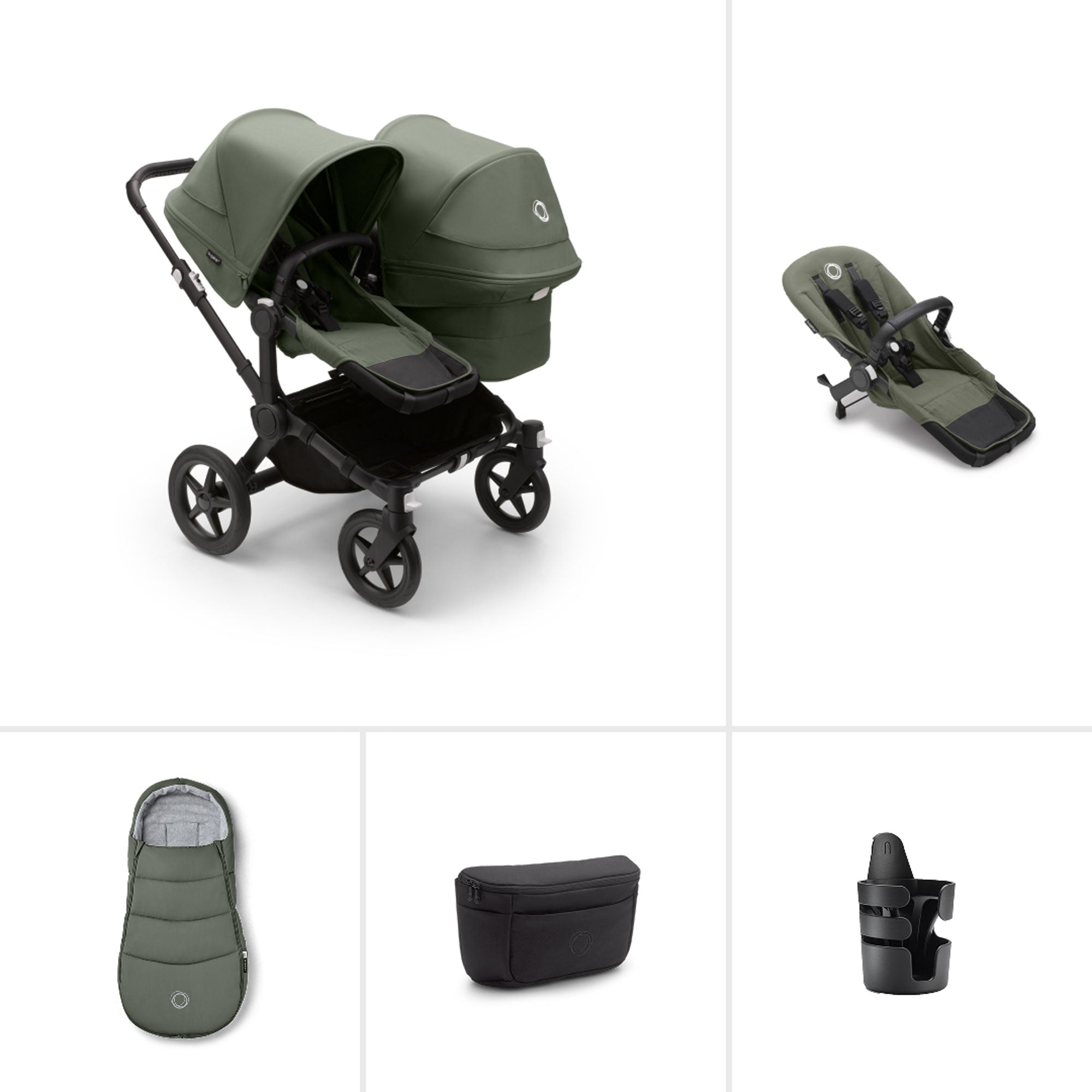 Bugaboo Donkey 5 Duo Essential Bundle in Forest Green