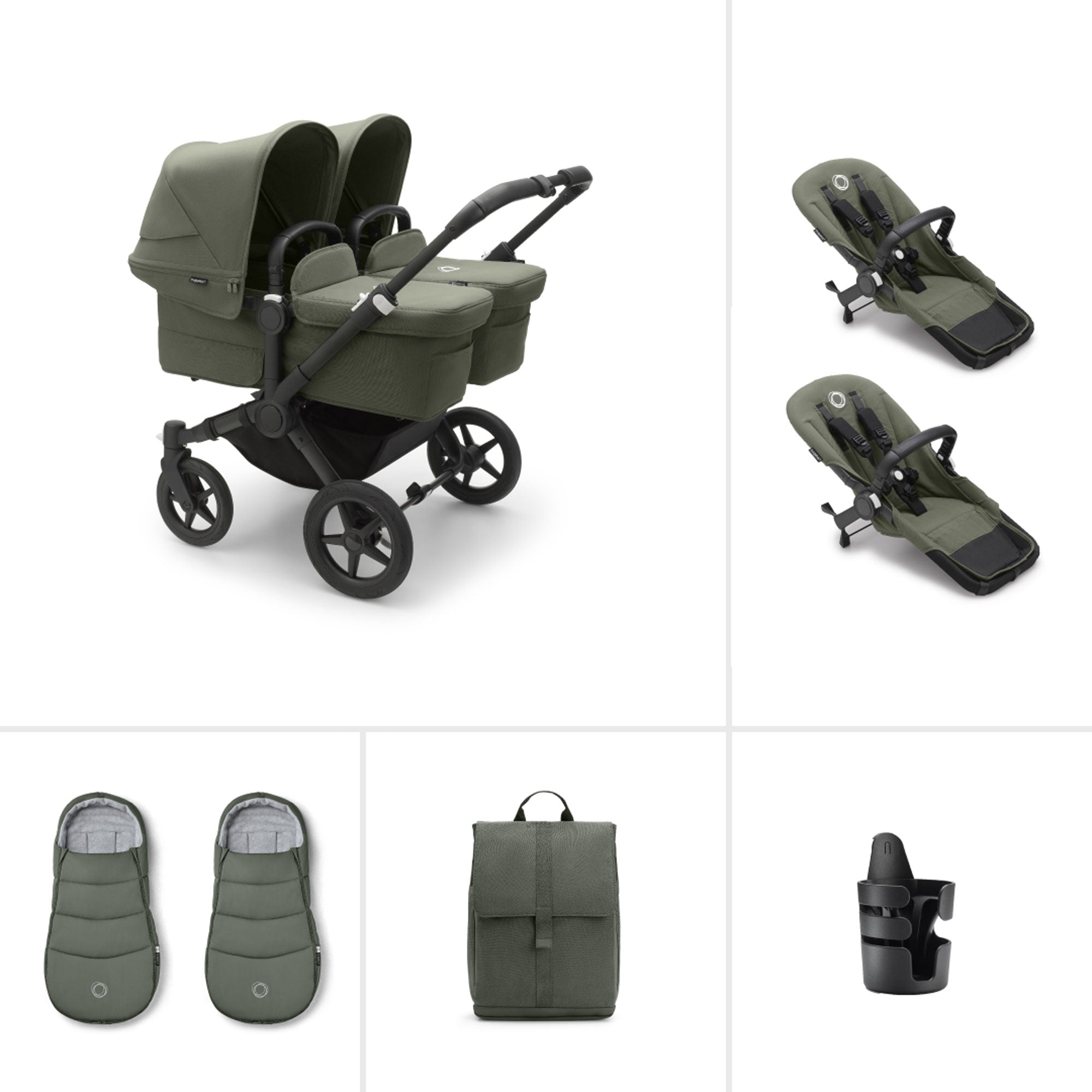 Bugaboo Donkey 5 Twin Essential Bundle in Forest Green