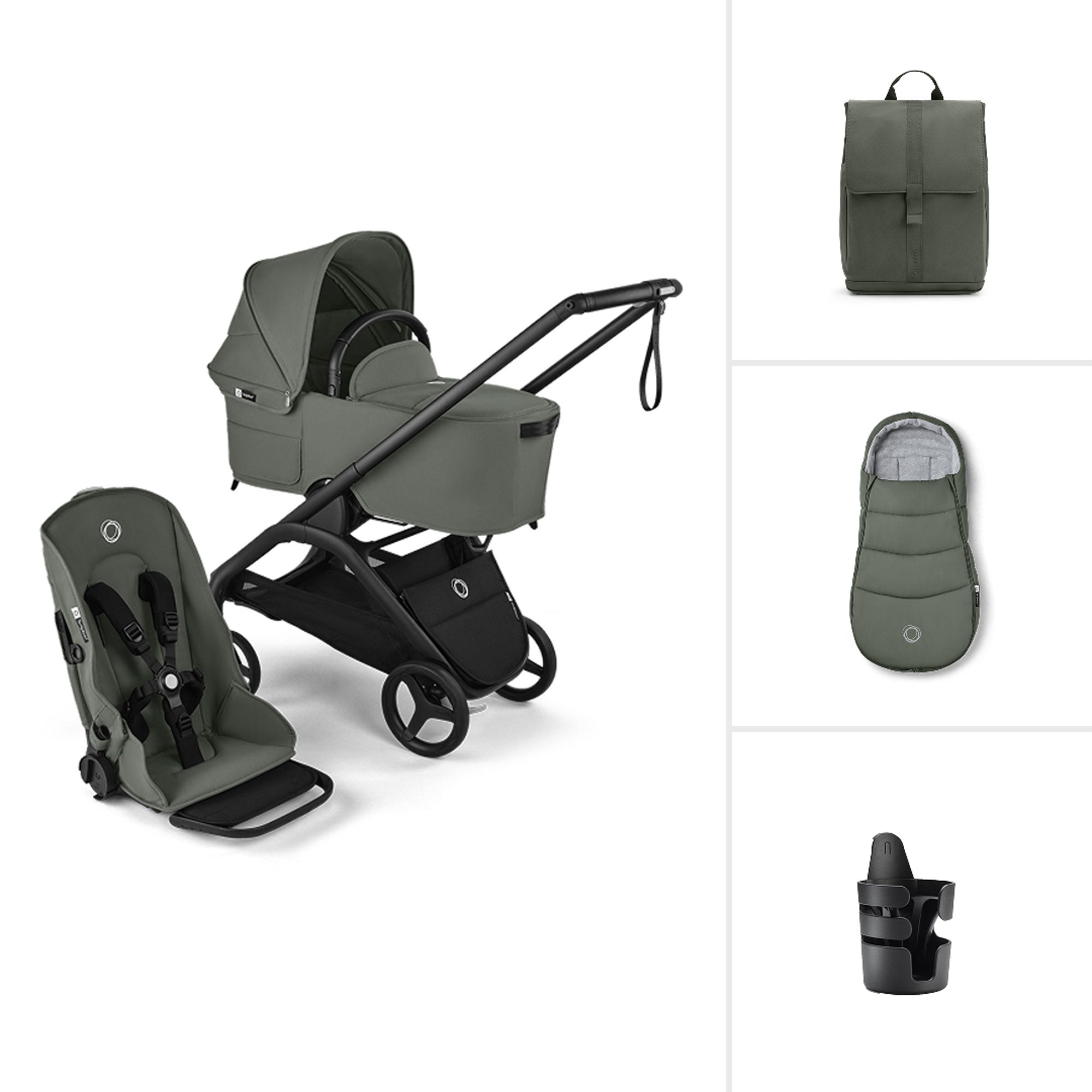 Bugaboo Dragonfly Essential Bundle - Black/Forest Green