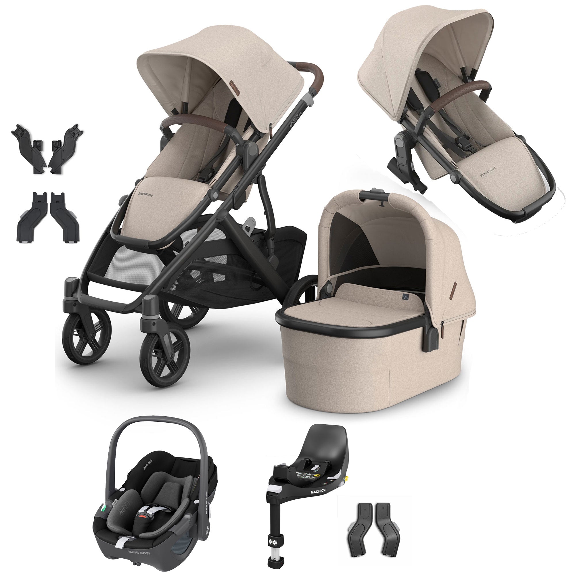 Uppababy Vista V3 Duo Maxi-Cosi Travel System in Ada