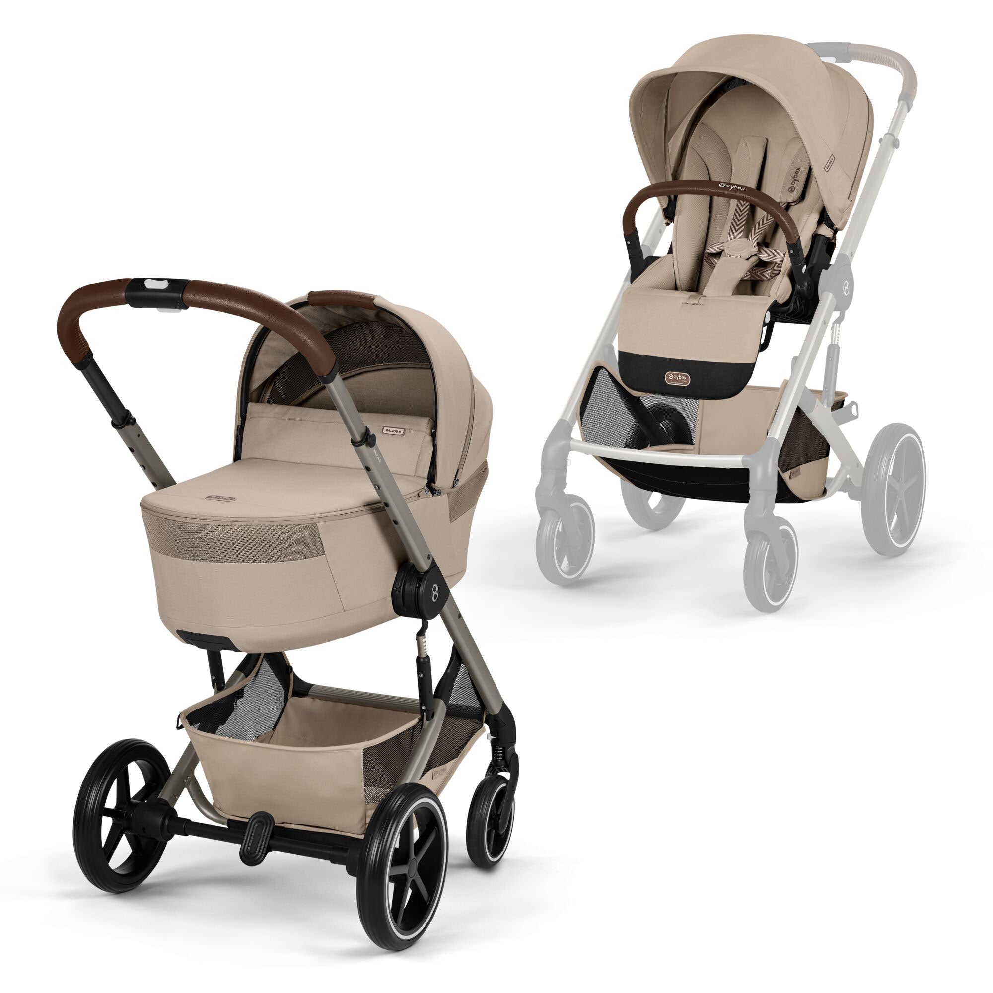 Cybex Balios S Lux Pushchair with Foldable Carrycot in Almond Beige
