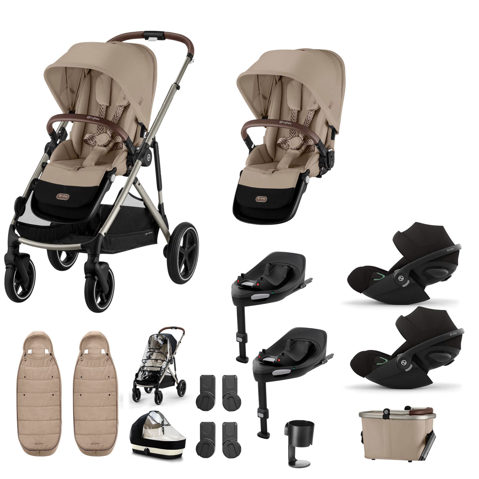 Cybex Gazelle S Twin Luxury Pushchair Bundle in Almond Beige