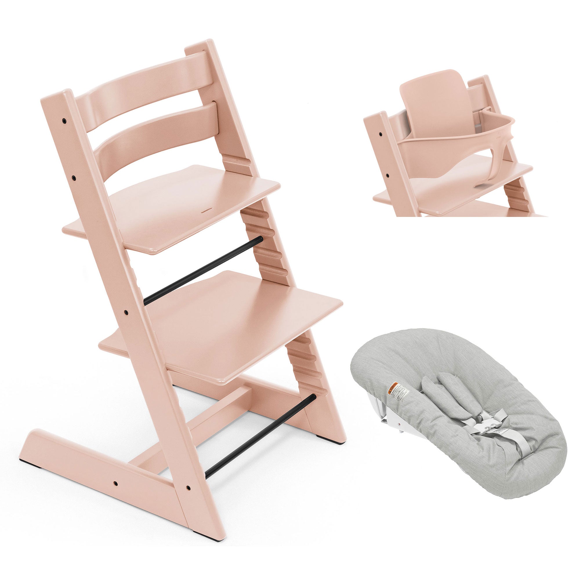 Stokke Trip Trapp Highchair Newborn & Baby Set Bundle in Serene Pink