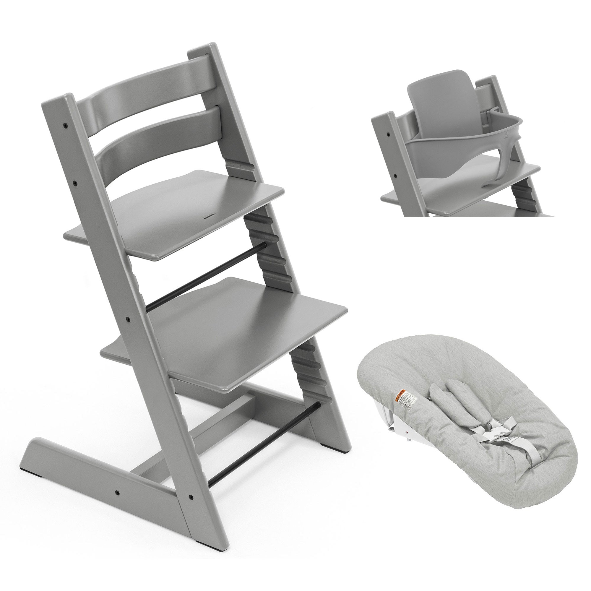 Stokke Trip Trapp Highchair Newborn & Baby Set Bundle in Storm Grey