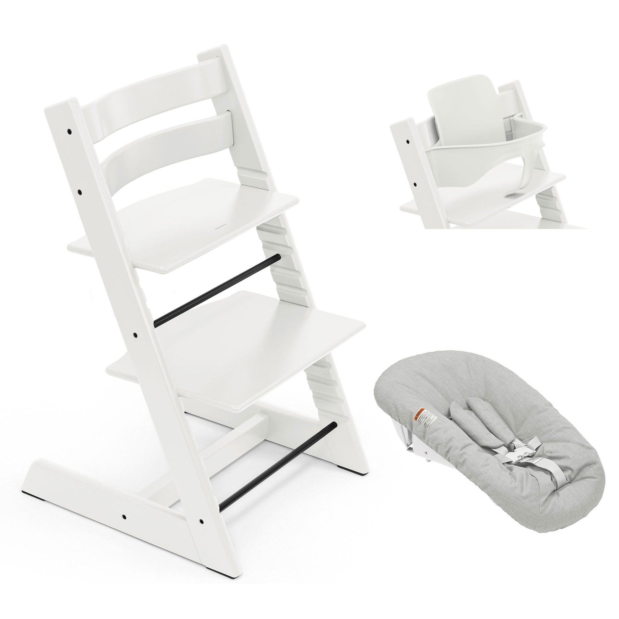 Stokke Trip Trapp Highchair Newborn & Baby Set Bundle in White