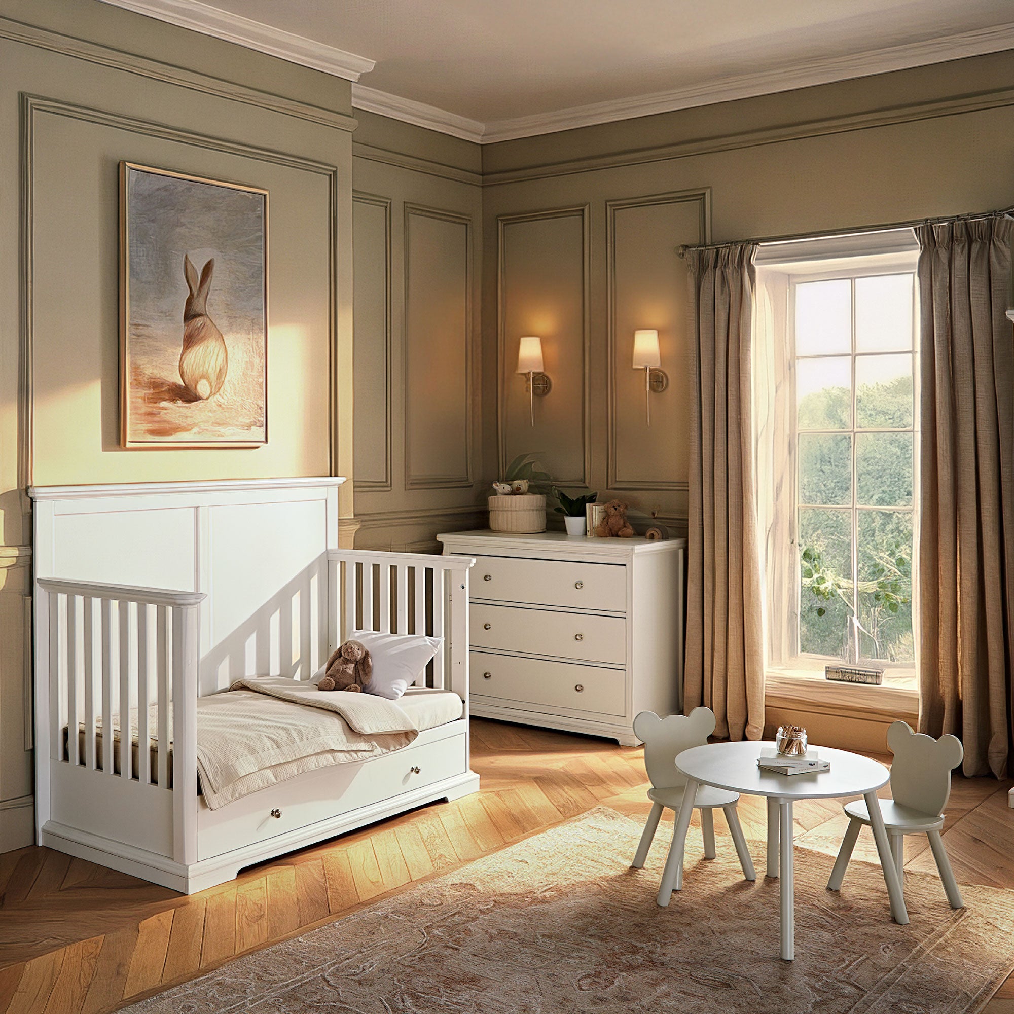 CuddleCo Beaumont 2 Piece Nursery Room Set with Grande Cotbed in White