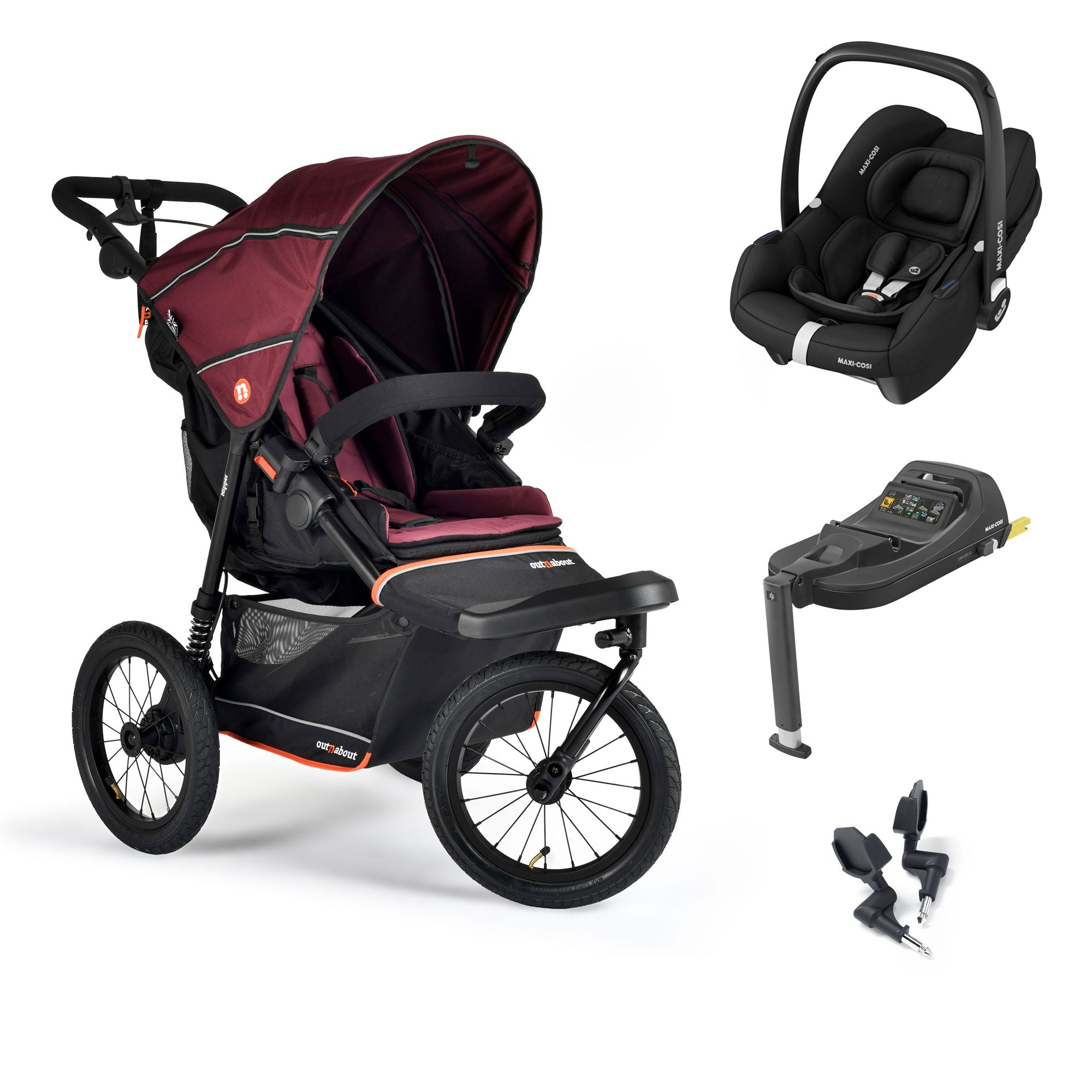 Out n About Nipper V6 Plus Travel System in Brambleberry Red