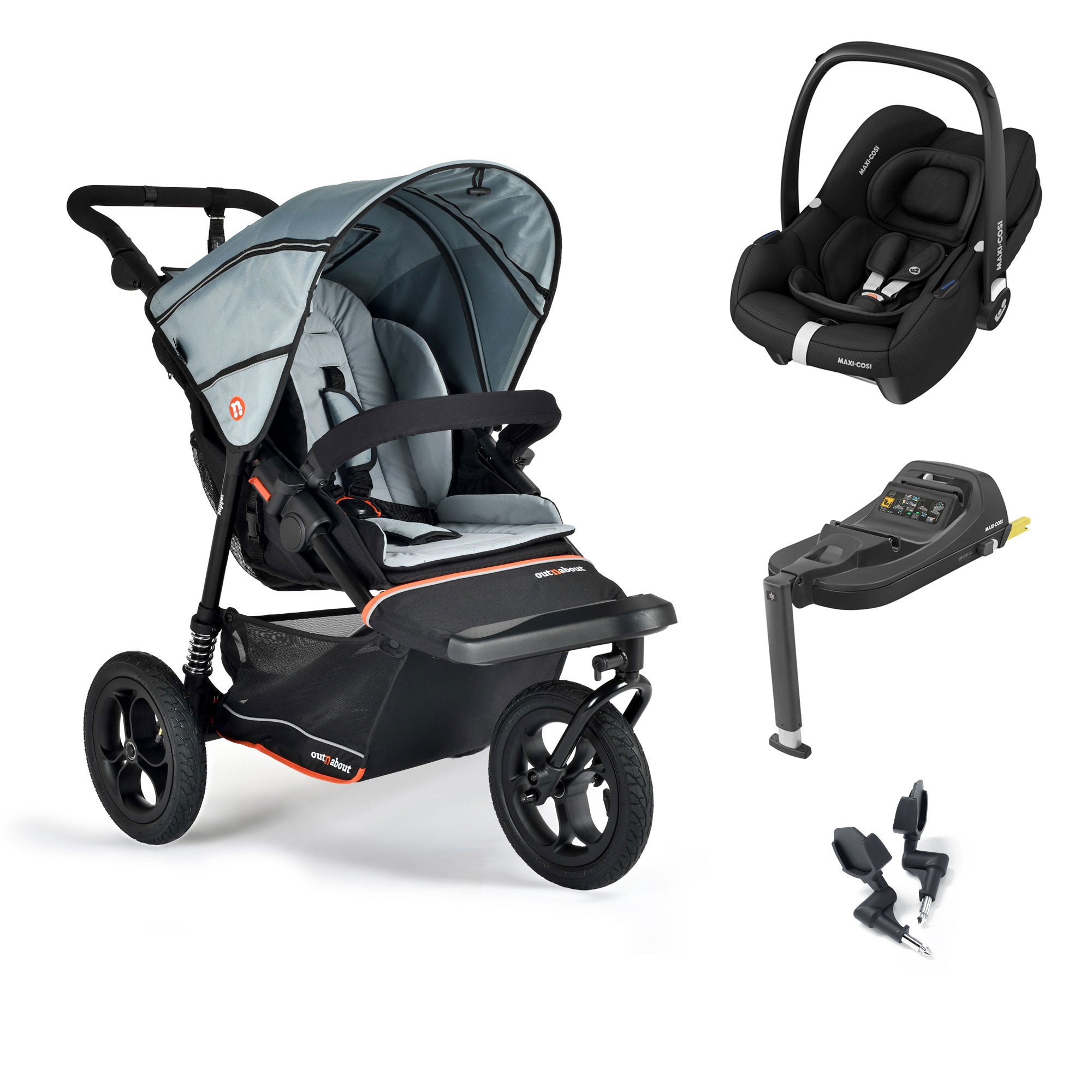 Out n About Nipper V6 Travel System in Rock Salt Grey