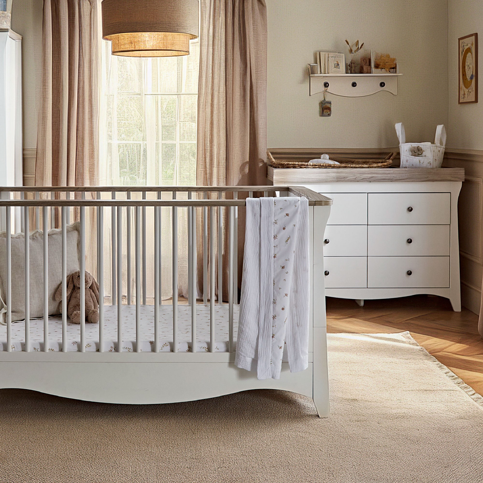 CuddleCo Clara 2 Piece Luxe Nursery Room Set in White/Ash