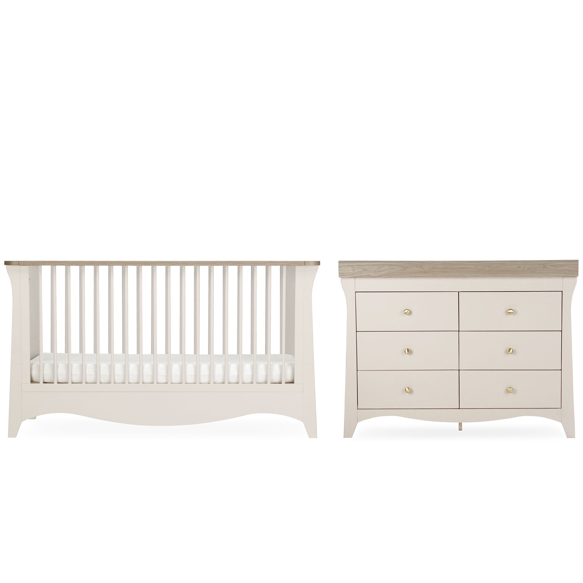 CuddleCo Clara 2 Piece Luxe Nursery Room Set in Cashmere/Ash