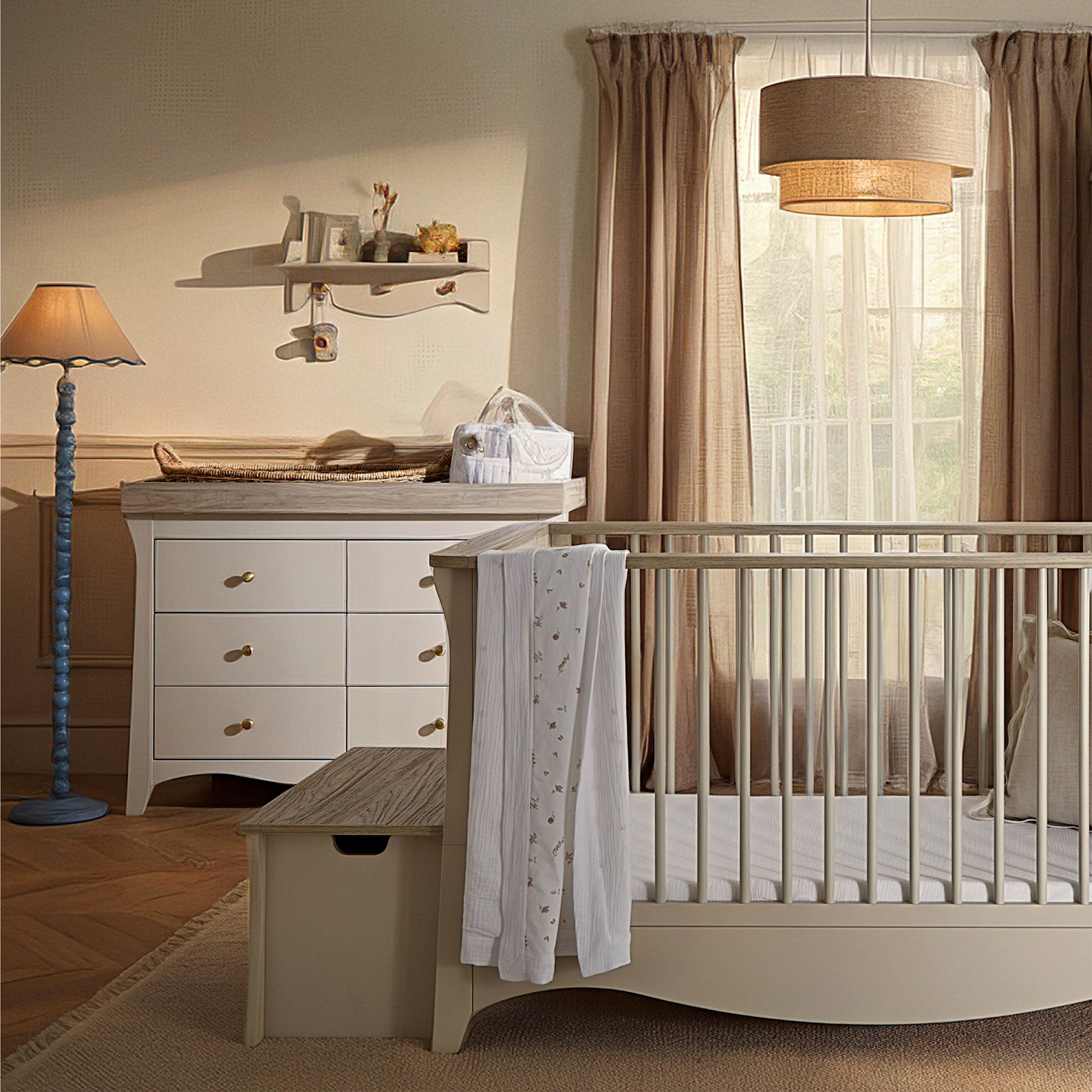 CuddleCo Clara 2 Piece Luxe Nursery Room Set in Cashmere/Ash