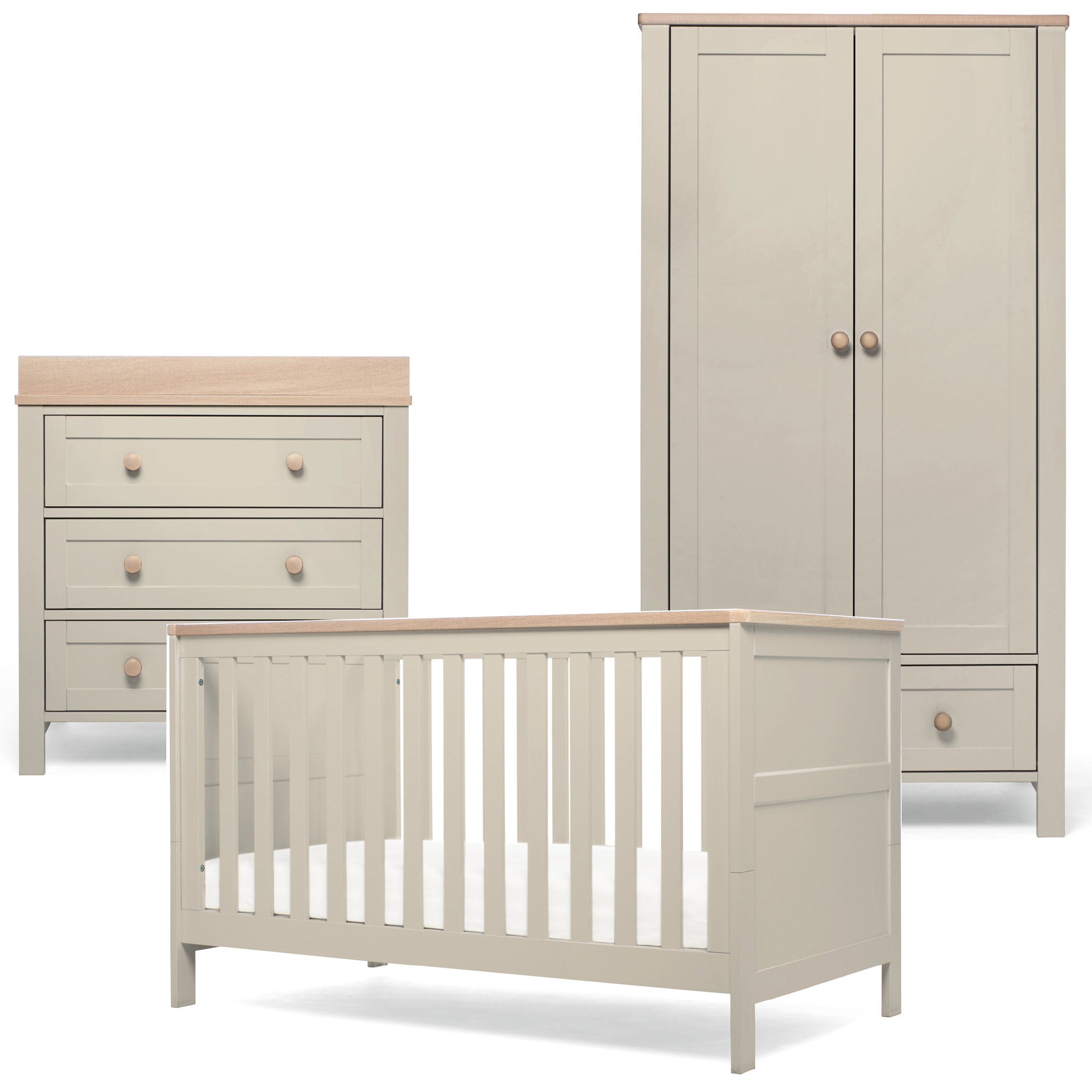 Mamas & Papas Wedmore 3 Piece Cotbed Range in Pebble/Natural