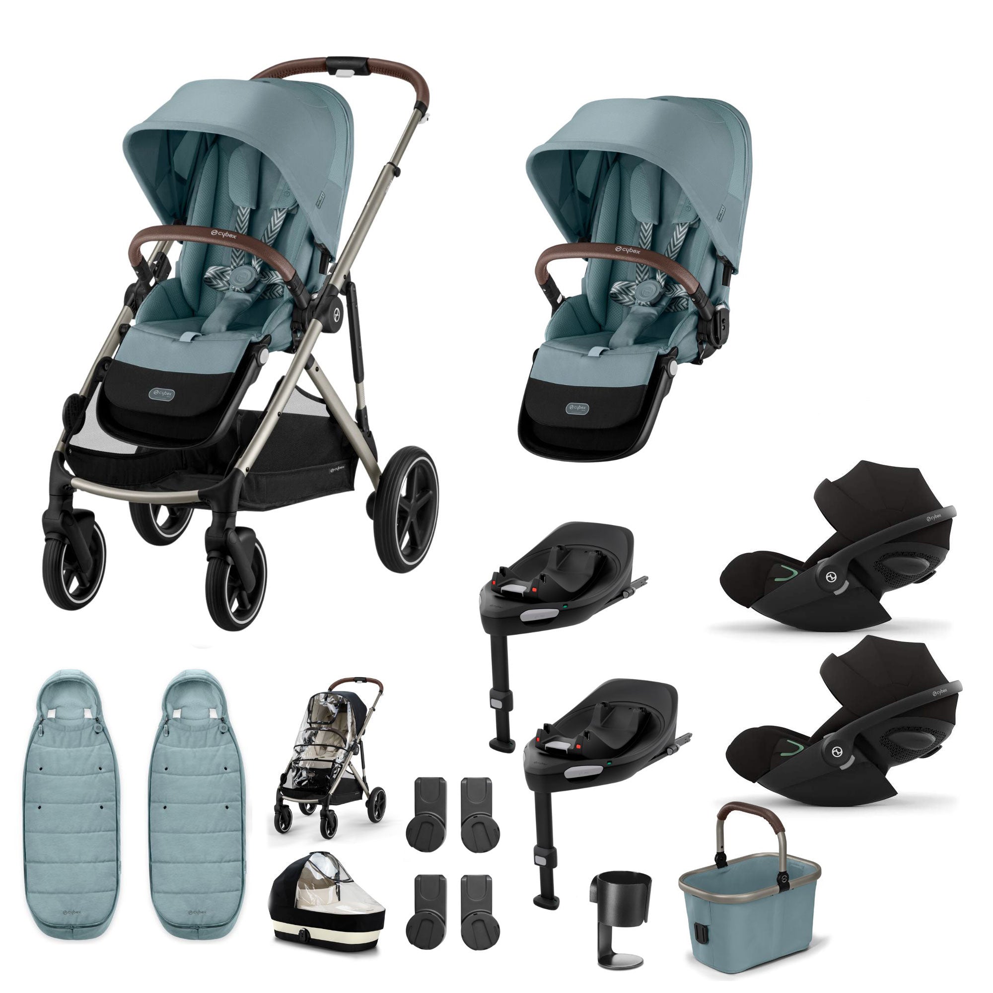 Cybex Gazelle S Twin Luxury Pushchair Bundle in Stormy Blue