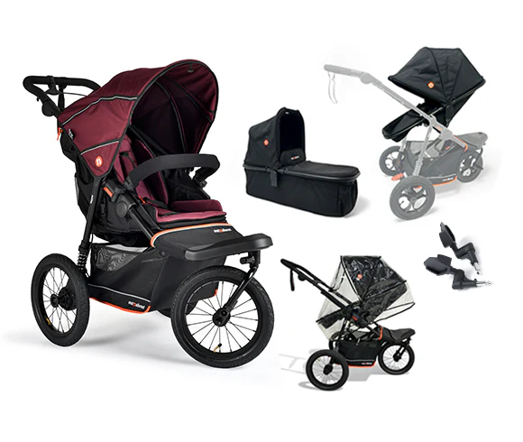 Out n About Nipper V6 Plus Switch Newborn Bundle in Brambleberry Red