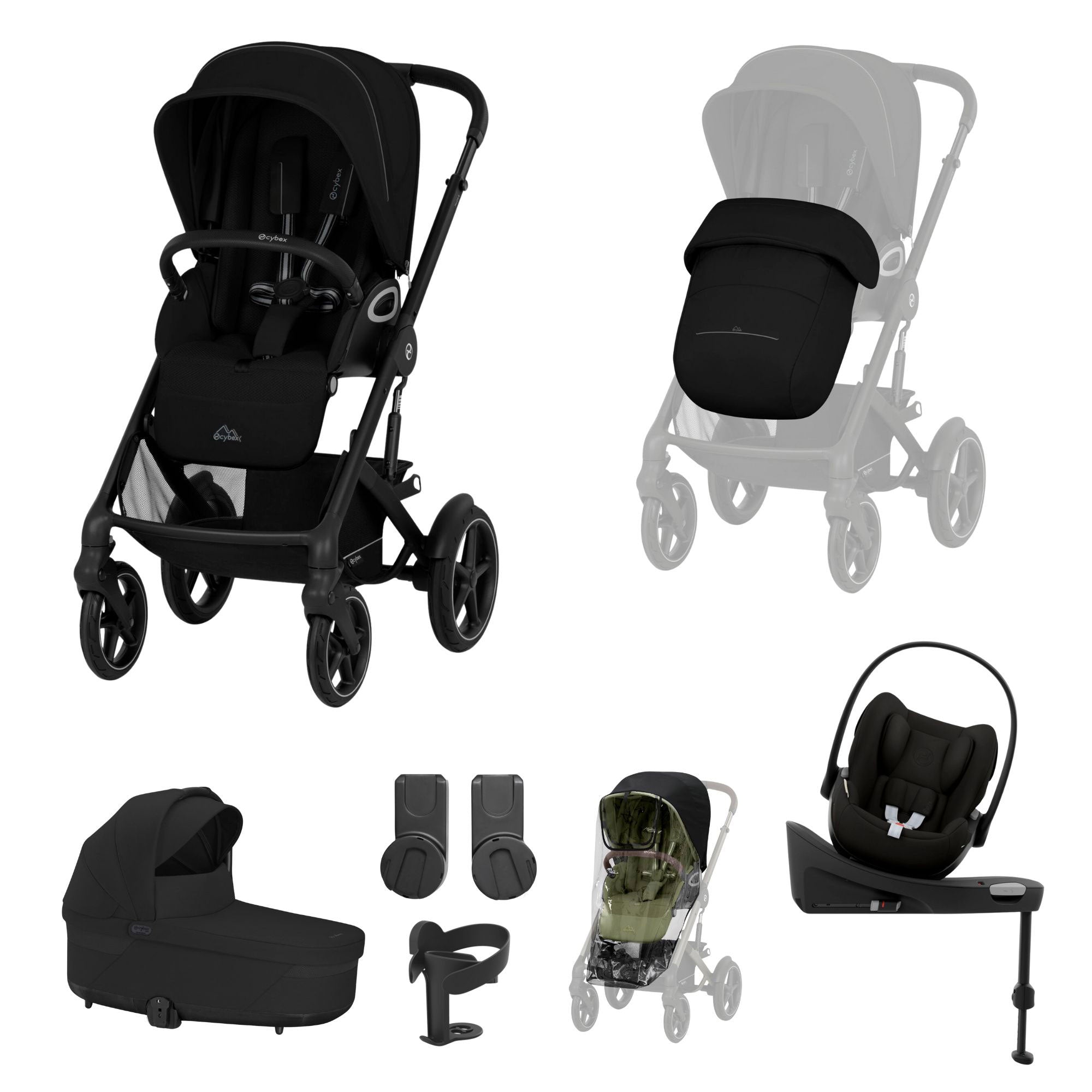 Cybex Talos S Lux 10 Piece Bundle with Cloud G in Moon Black
