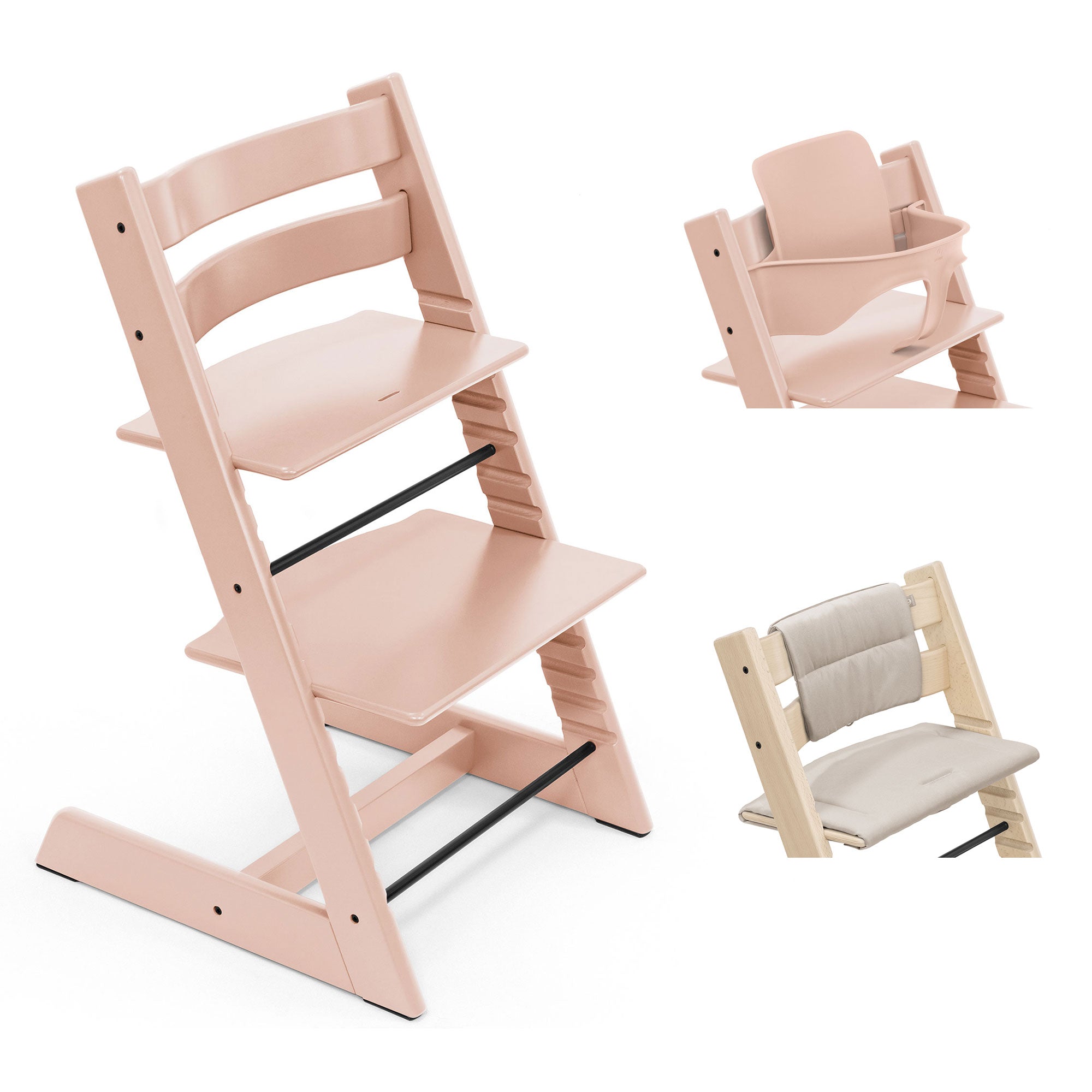 Stokke Trip Trapp Highchair with Cushion & Baby Set in Serene Pink