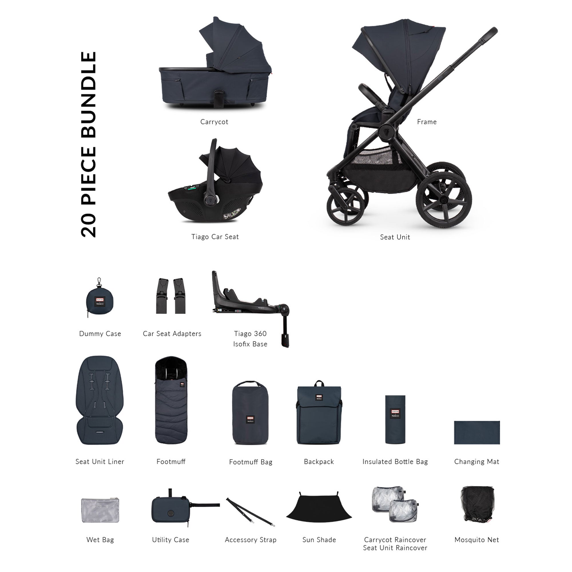 Venicci Tinum Upline 3 Hunter Luxury Bundle in Navy