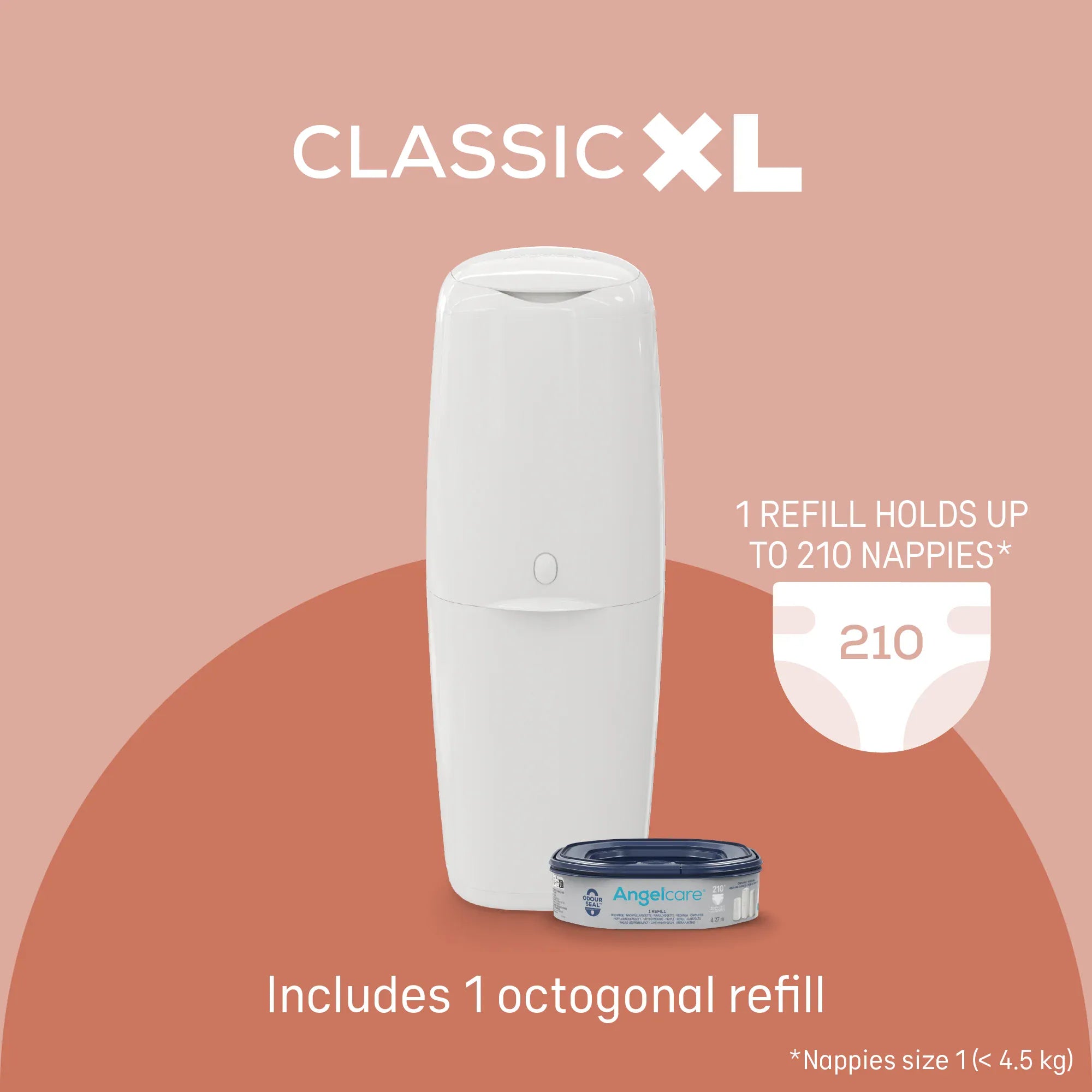 Angelcare XL Nappy Bin in White Bathing & Grooming AD8000XL-4R 666594211873
