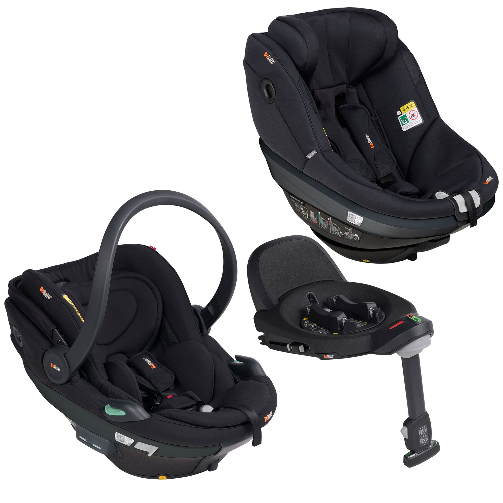 BeSafe Beyond 2 360 Complete Bundle in Black Cab Baby Car Seats 15498-BLK-CAB-2
