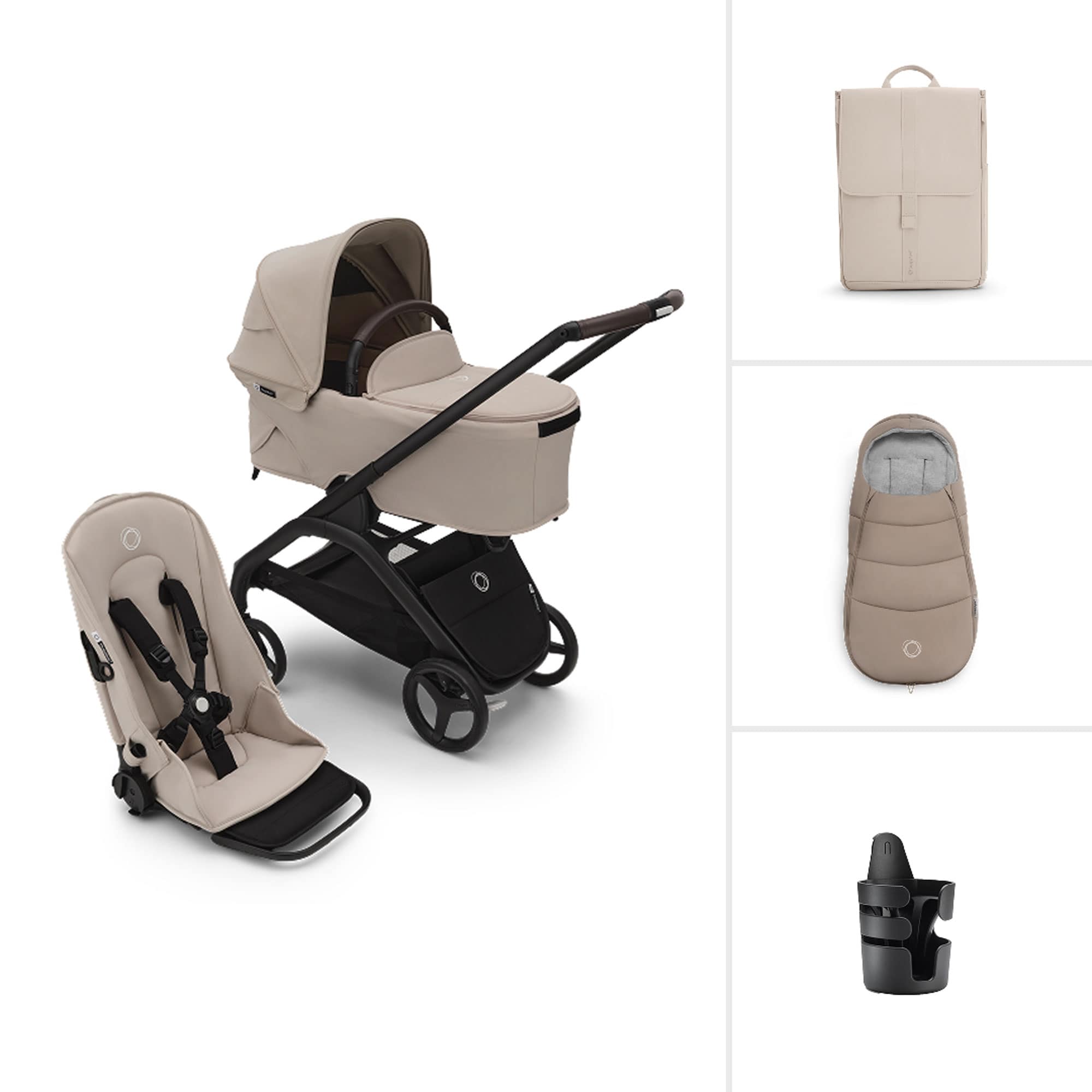 Bugaboo Dragonfly Essential Bundle - Black/Desert Taupe Baby Prams 16661-BLK-DES-TPE 8717447581772