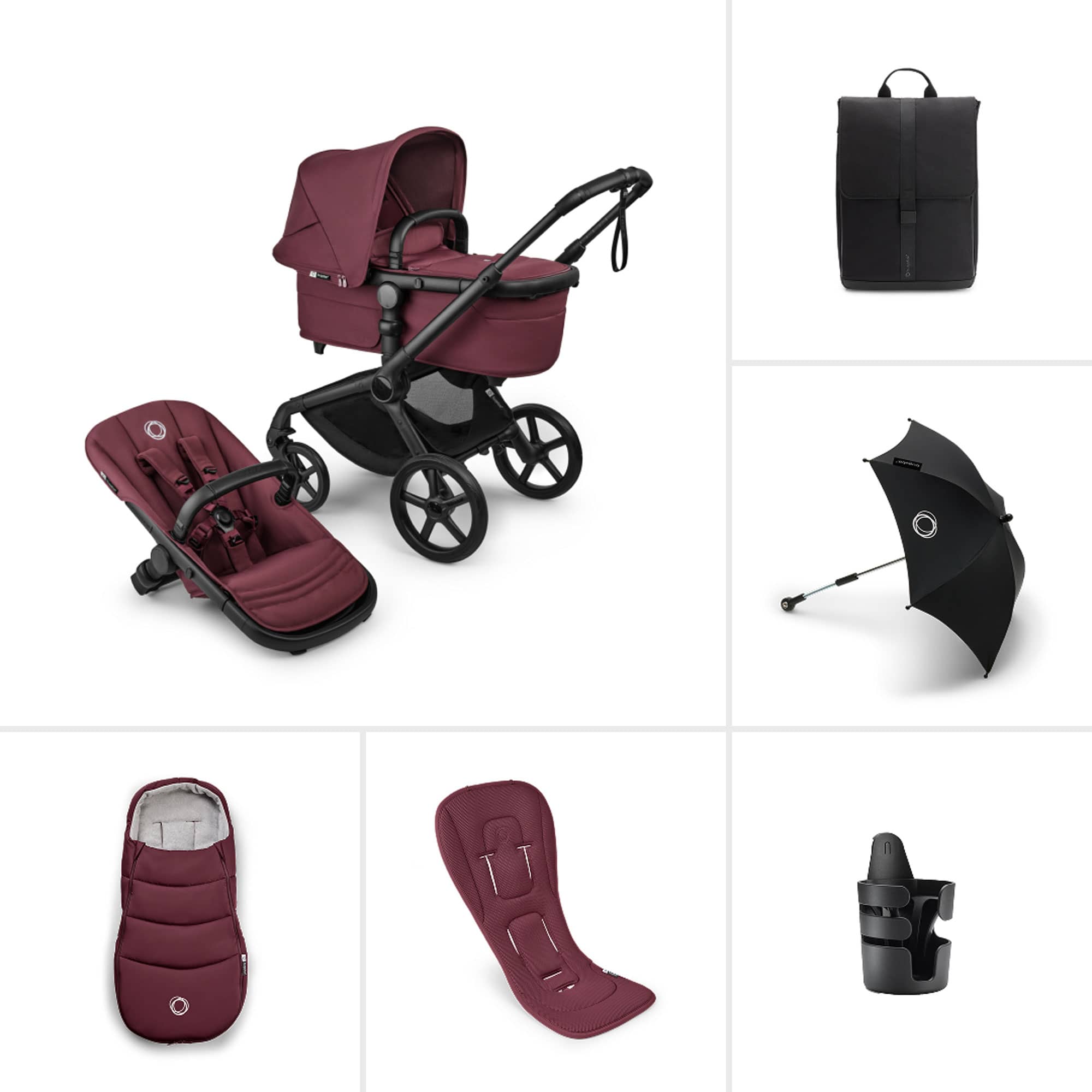 Bugaboo Fox 5 Renew Essential Bundle in Dark Cherry Baby Prams 18881-COMP-CHE 8717447650447