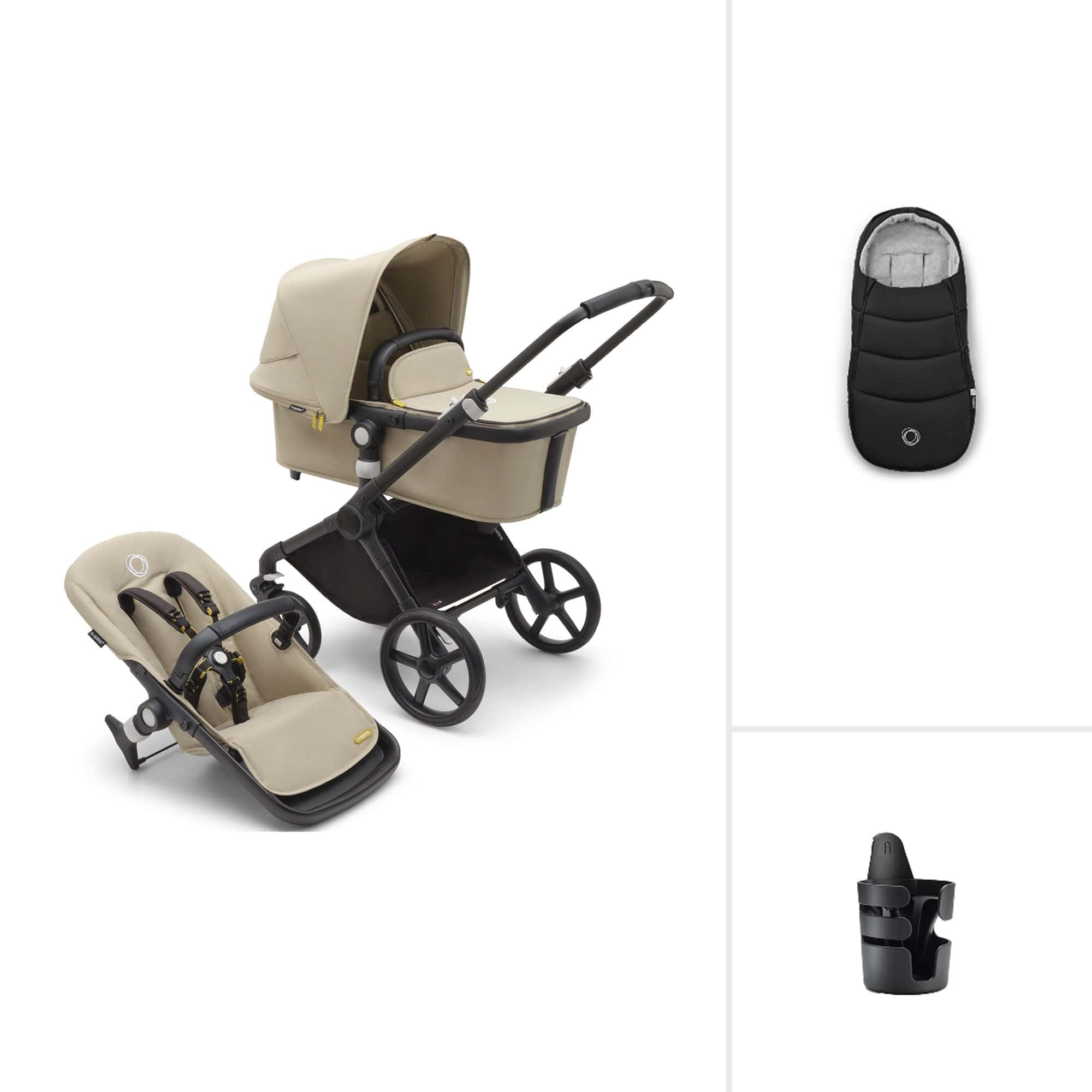 Bugaboo Fox Cub Essential Bundle in Black/Desert Beige Baby Prams 19959-FXCB-ESS 8717447251545