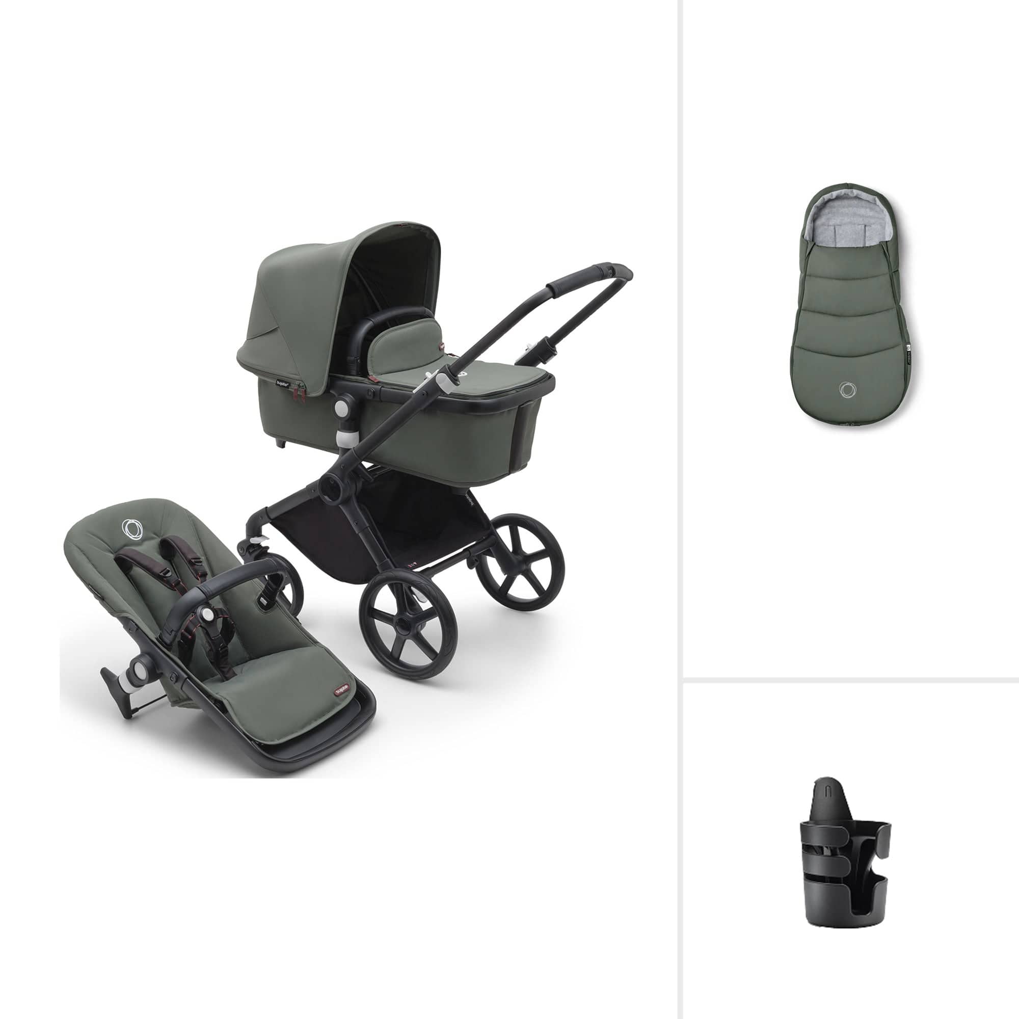 Bugaboo Fox Cub Essential Bundle in Black/Forest Green Baby Prams 19961-FXCB-ESS 8717447406891