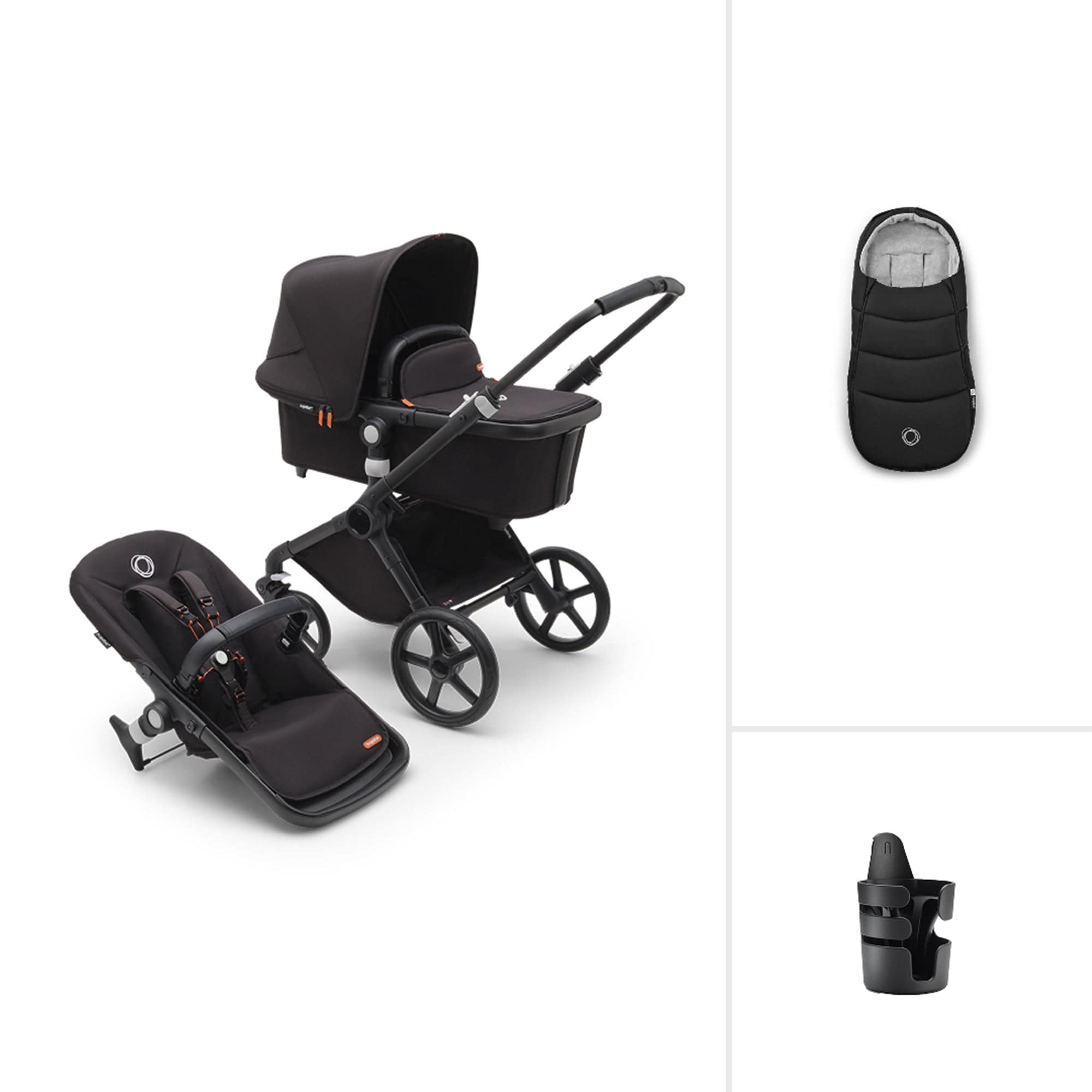 Bugaboo Fox Cub Essential Bundle in Black/Midnight Black Baby Prams 8717447435648