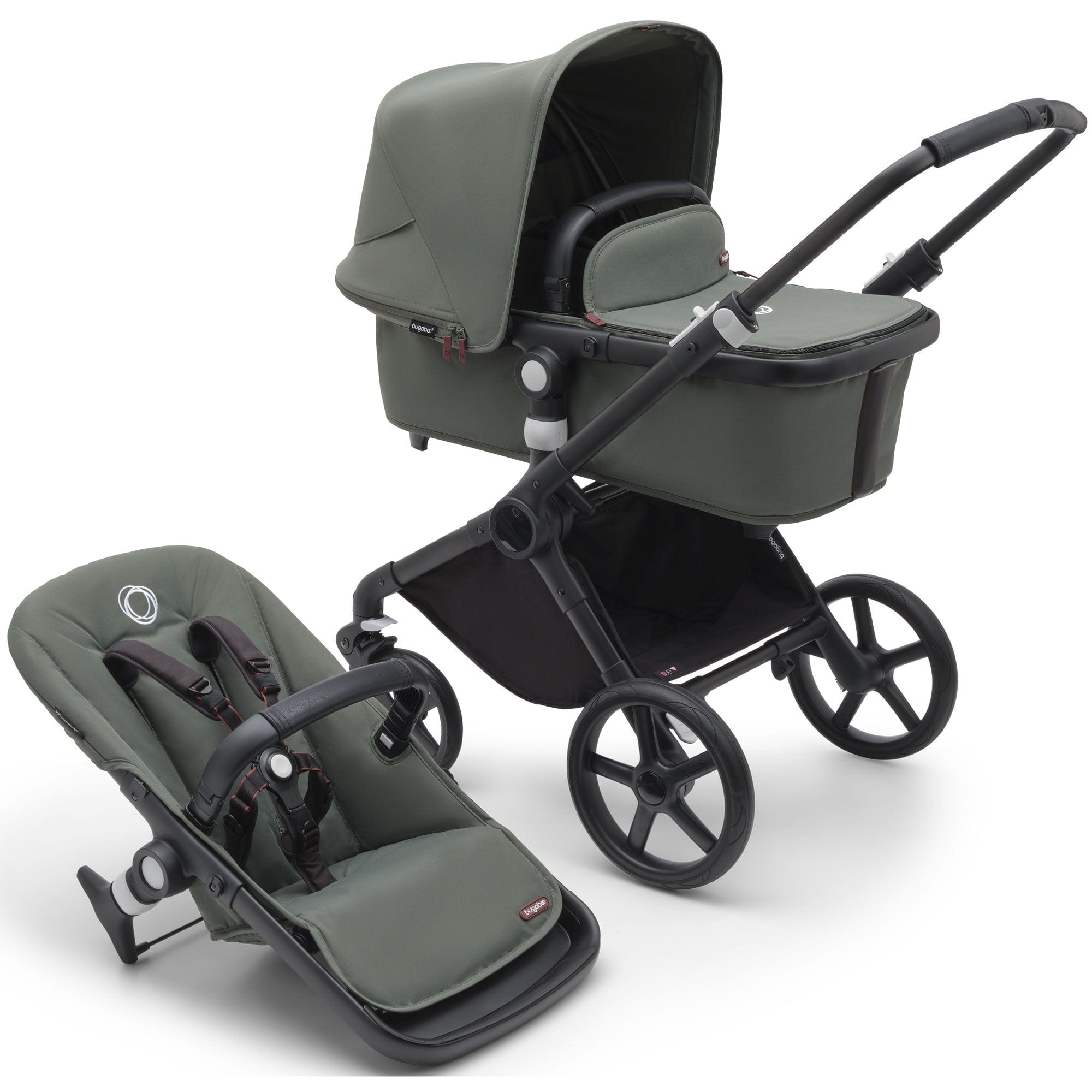 Bugaboo Fox Cub in Black/Forest Green Baby Prams 100175047 8717447406891