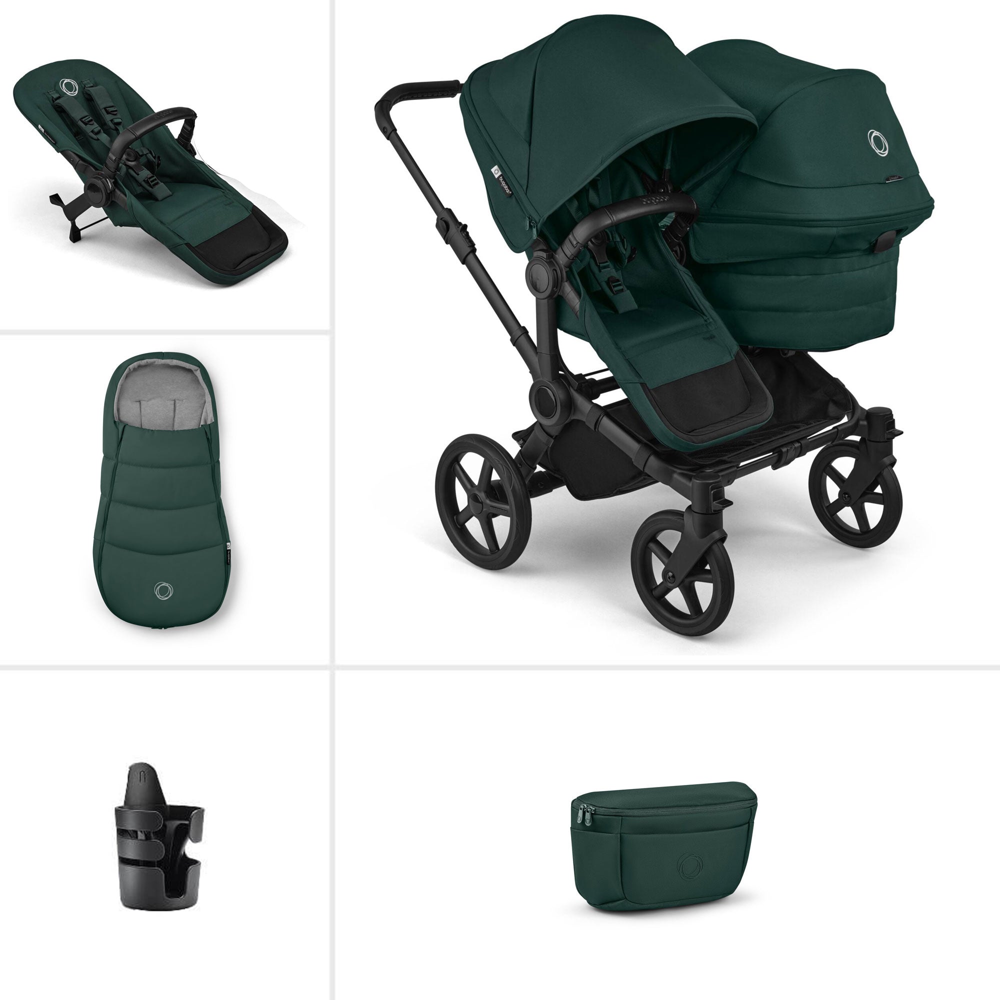 Bugaboo Donkey 6 Double Essential Bundle in Fern Green