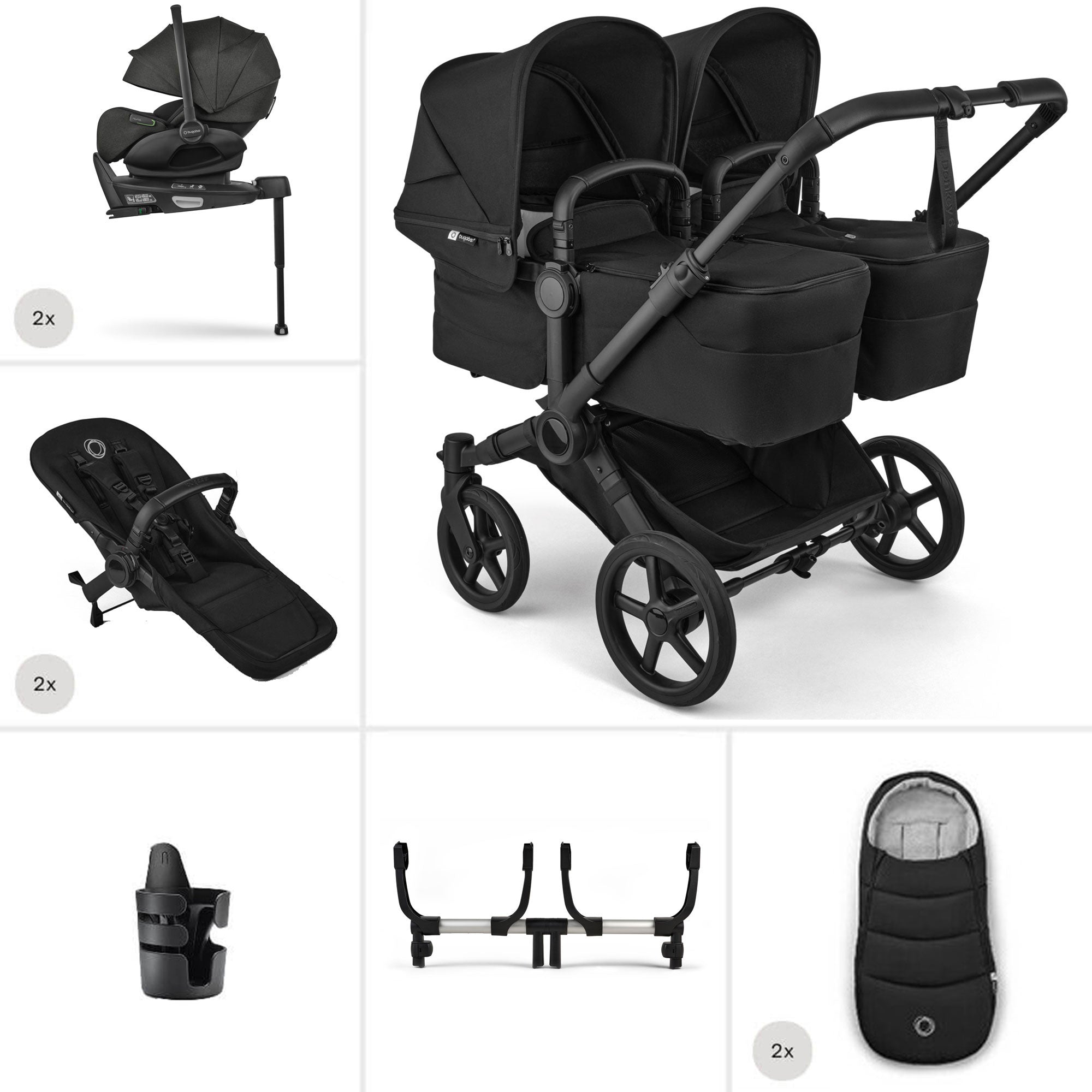 Bugaboo Donkey 6 Twin Ultimate Newborn Bundle in Heritage Black